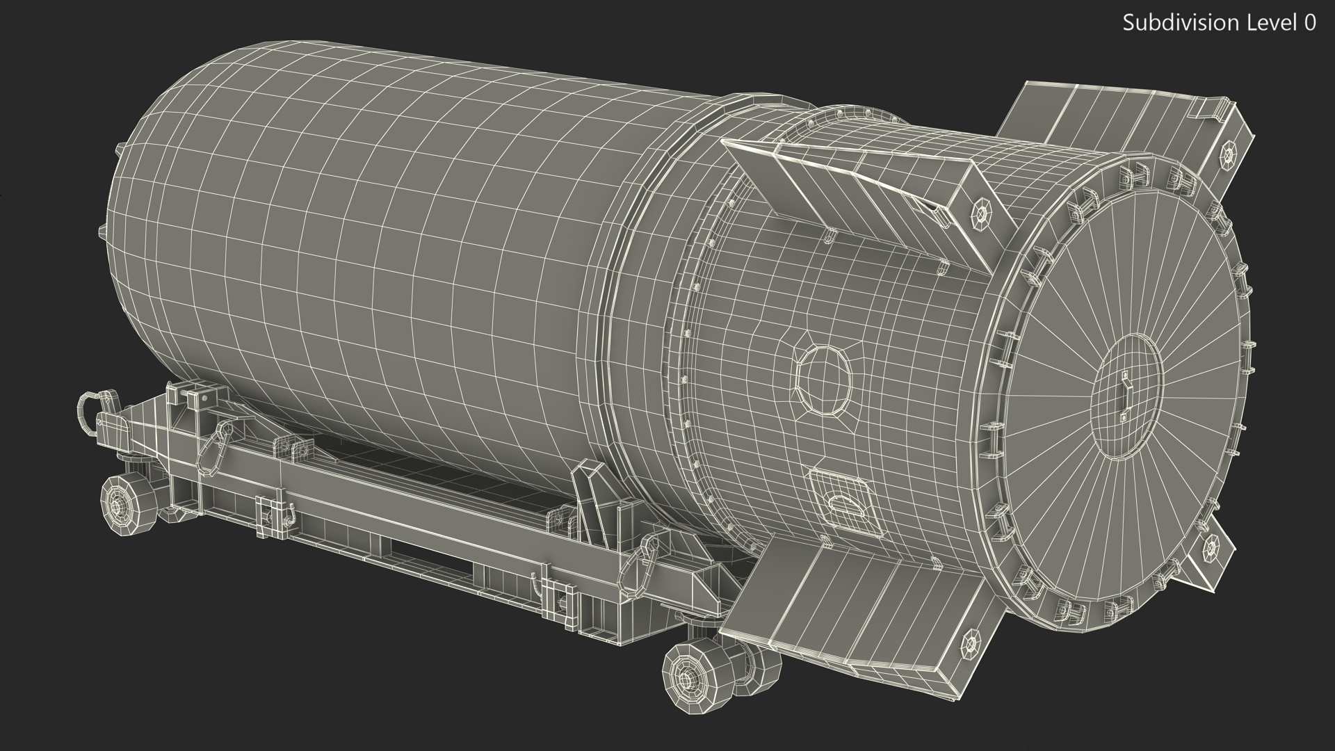 Steel B41 Nuclear Bomb with Airplane Trolley 3D model