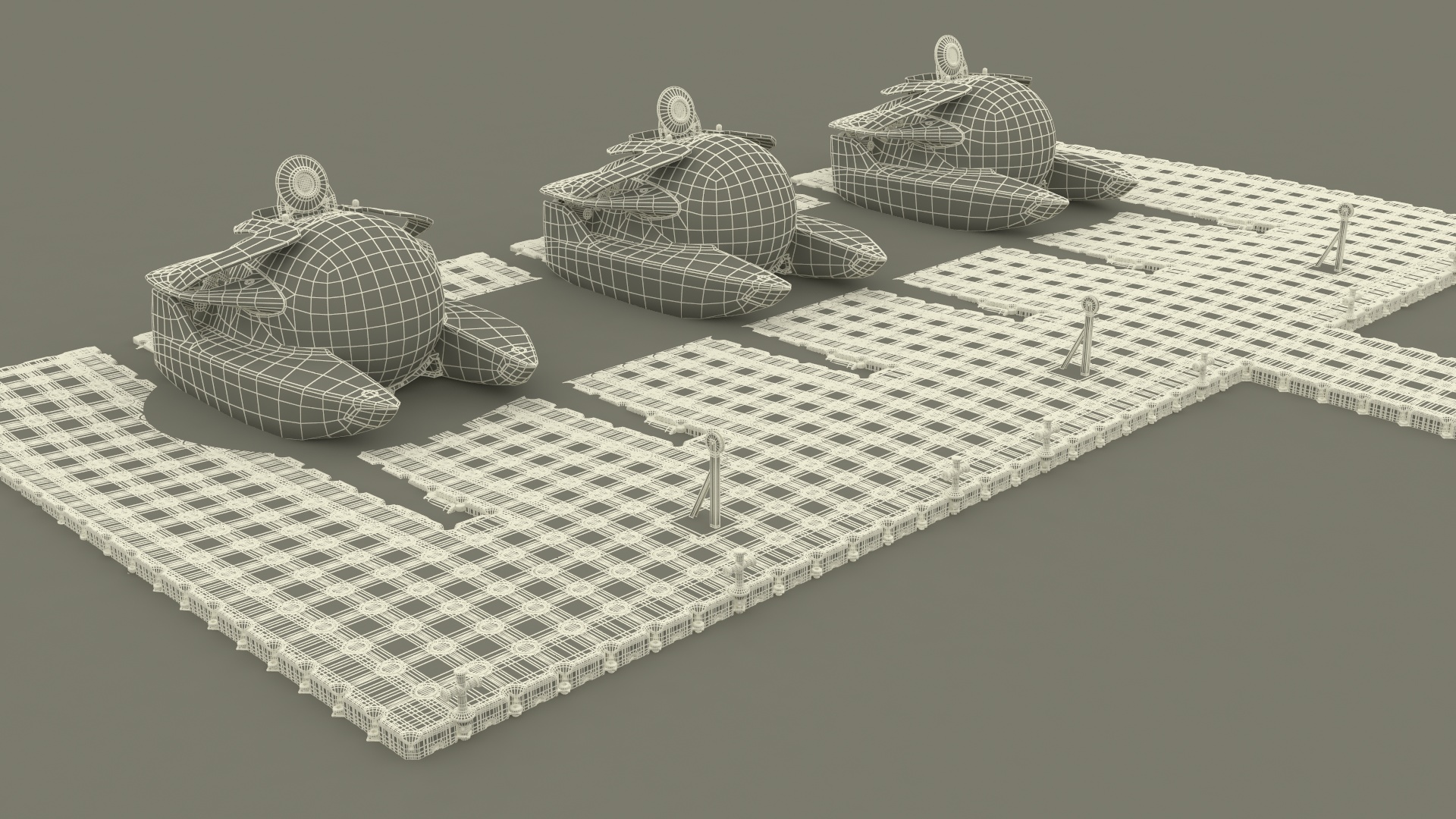 3D model Luxurious Personal Submarine Floating Pontoon Modular Rigged