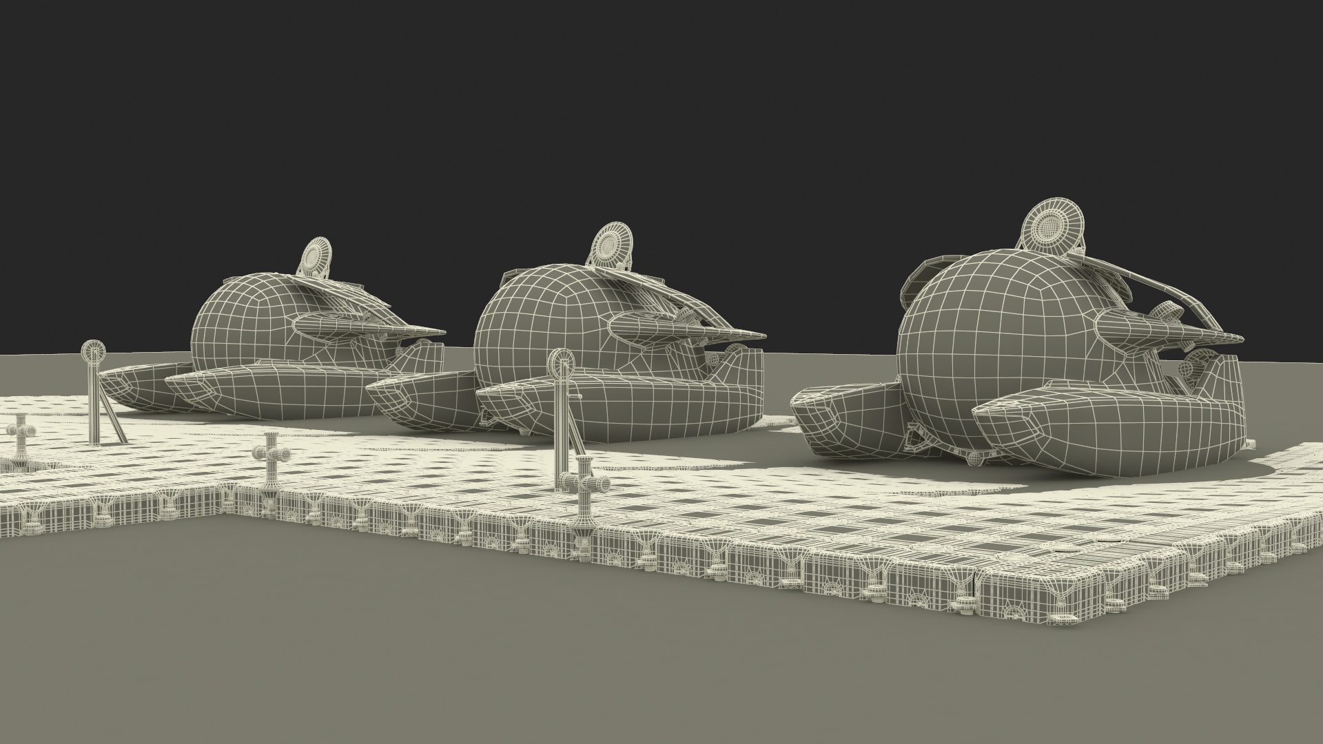3D model Luxurious Personal Submarine Floating Pontoon Modular Rigged