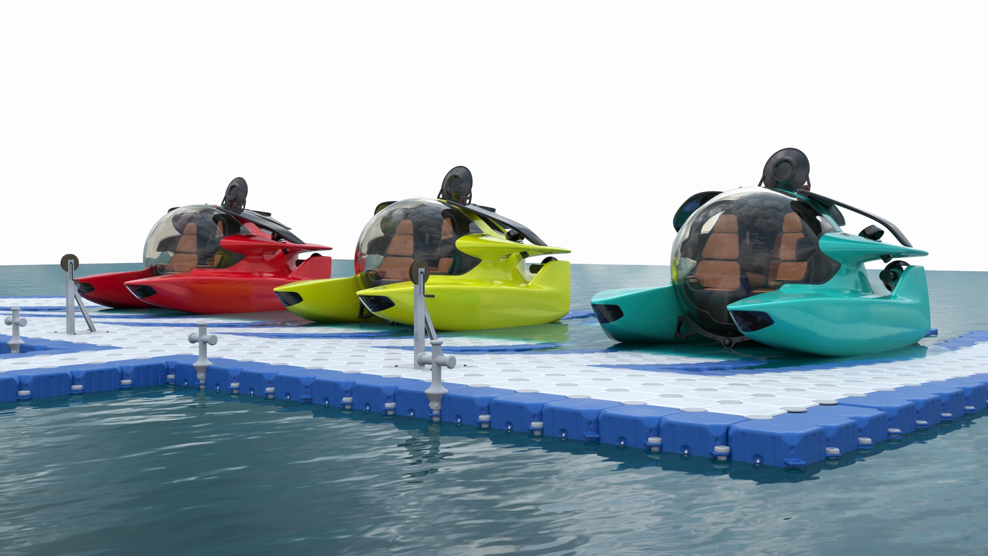 3D model Luxurious Personal Submarine Floating Pontoon Modular Rigged