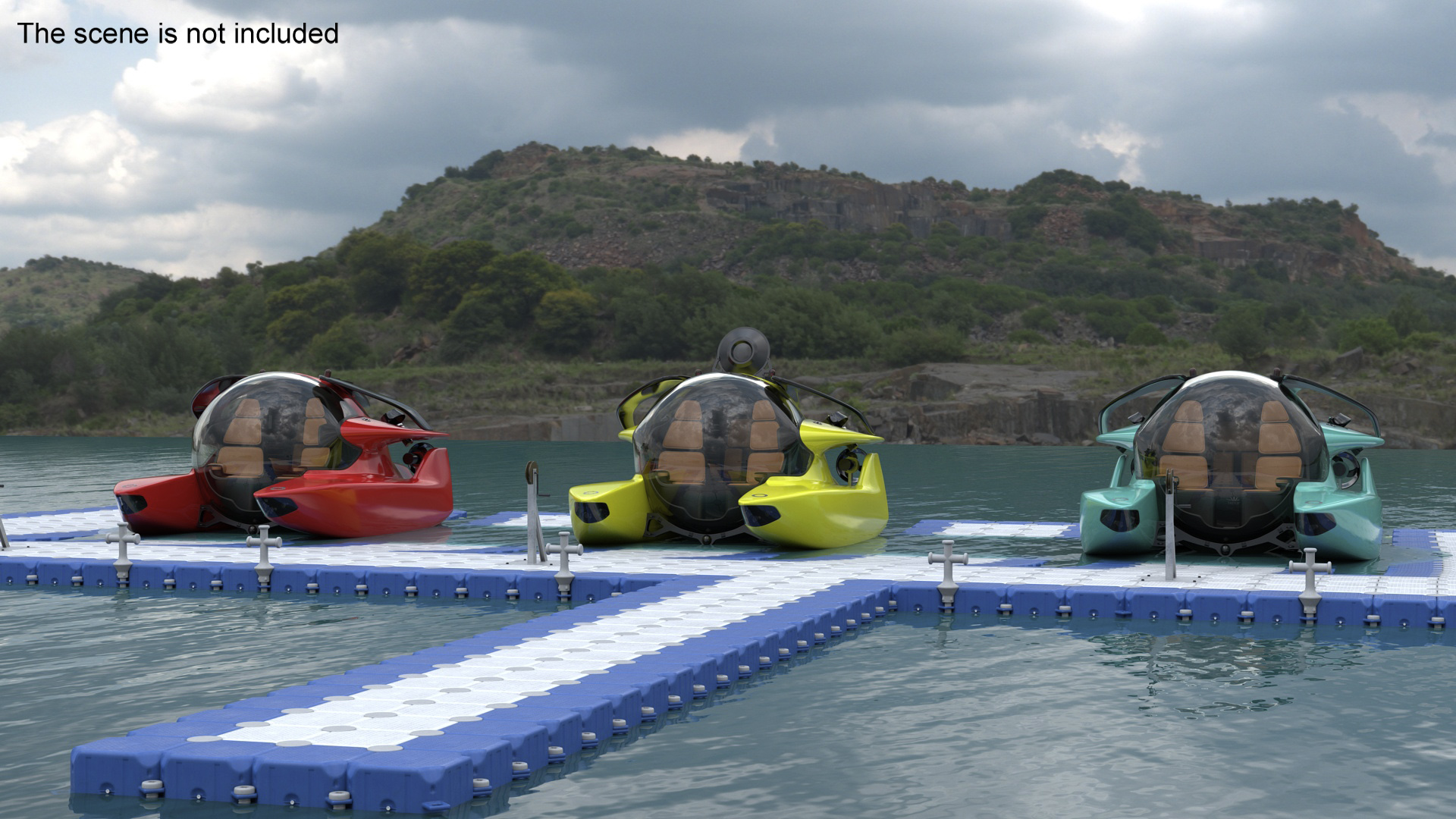3D model Luxurious Personal Submarine Floating Pontoon Modular Rigged
