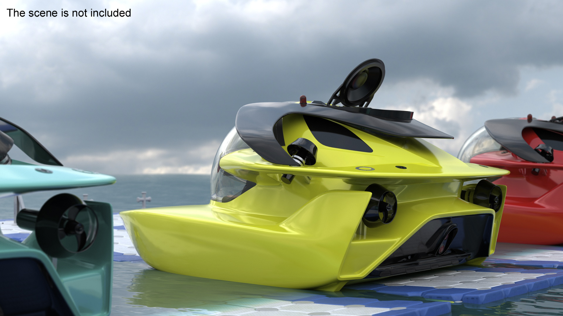 3D model Luxurious Personal Submarine Floating Pontoon Modular Rigged