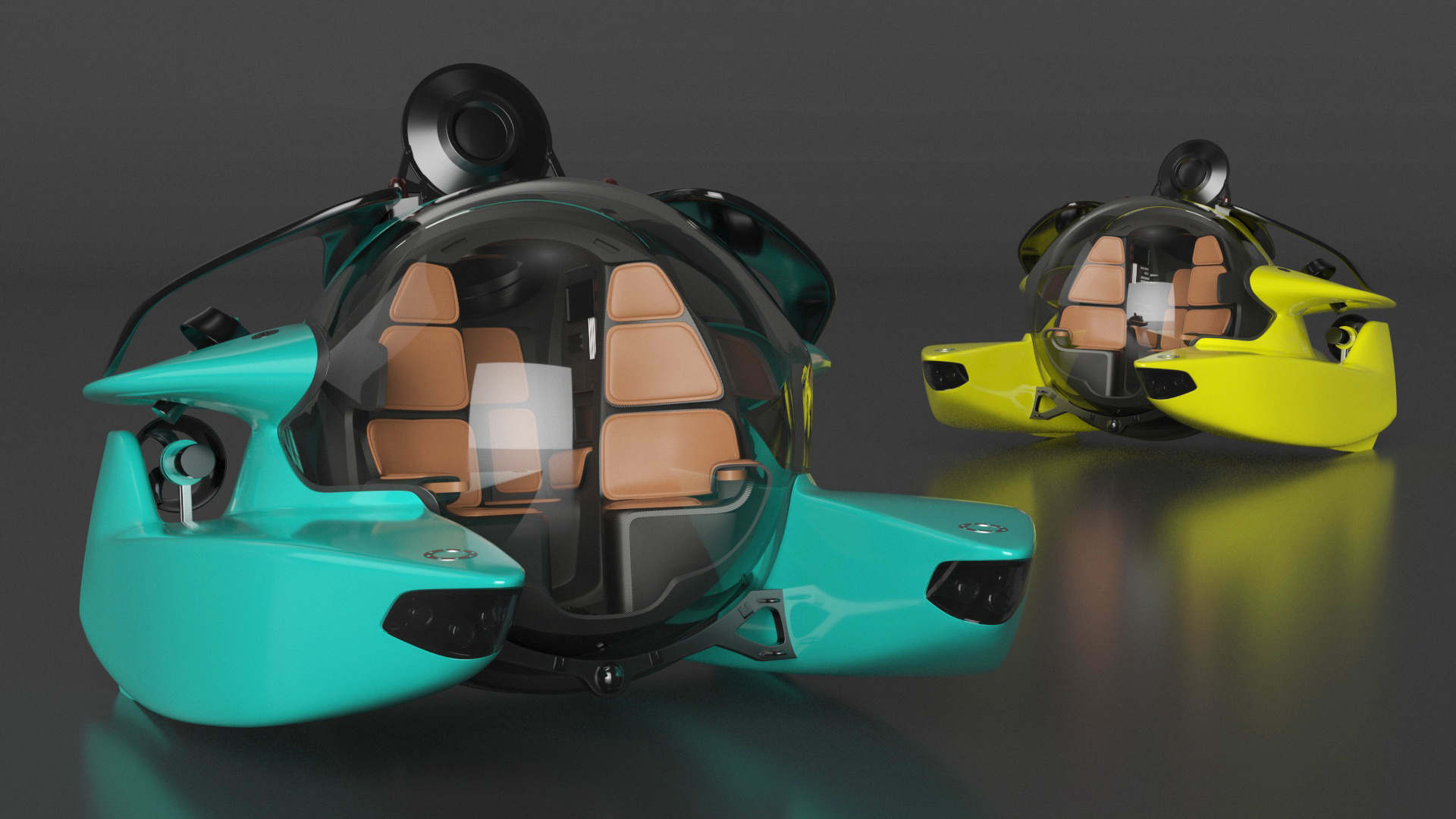 3D model Luxurious Personal Submarine Floating Pontoon Modular Rigged