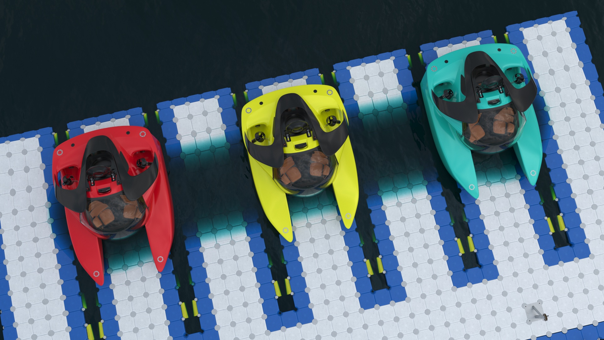 3D model Luxurious Personal Submarine Floating Pontoon Modular Rigged