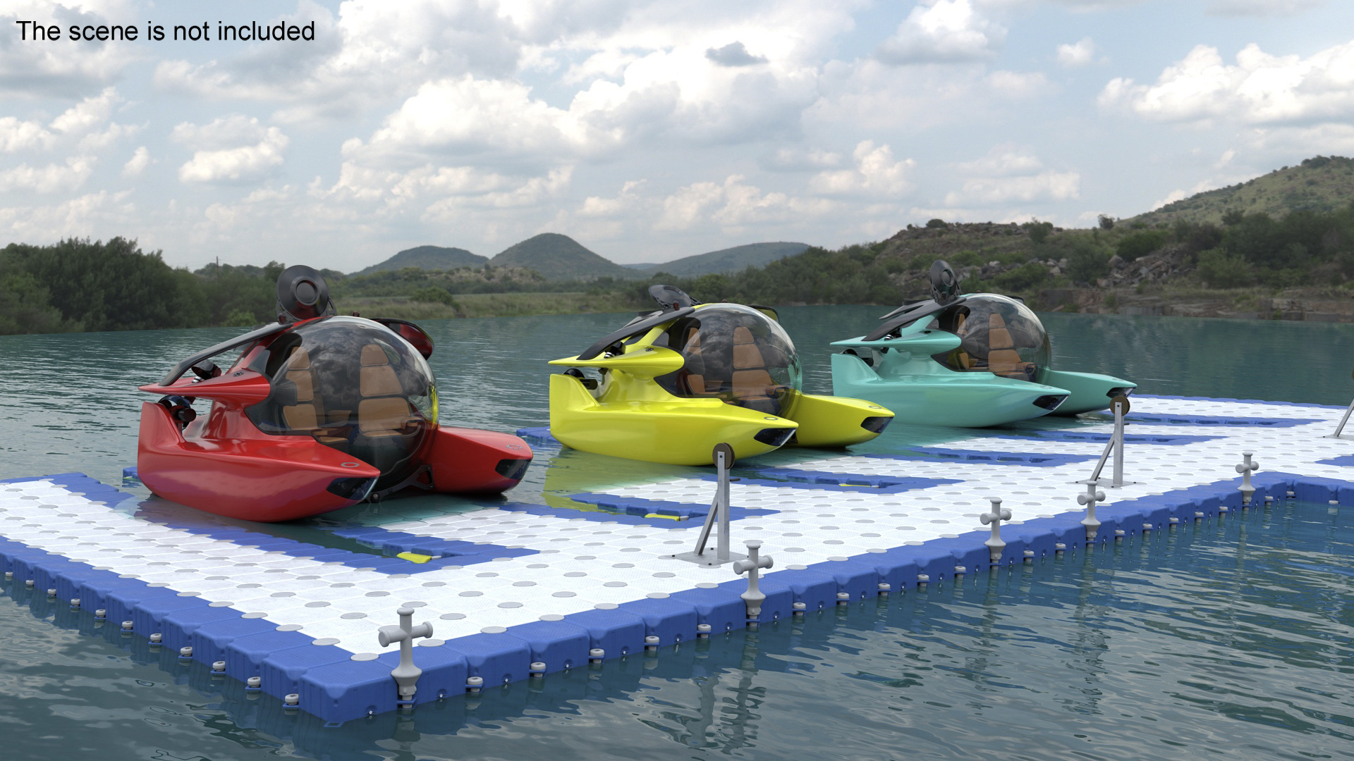 3D model Luxurious Personal Submarine Floating Pontoon Modular Rigged