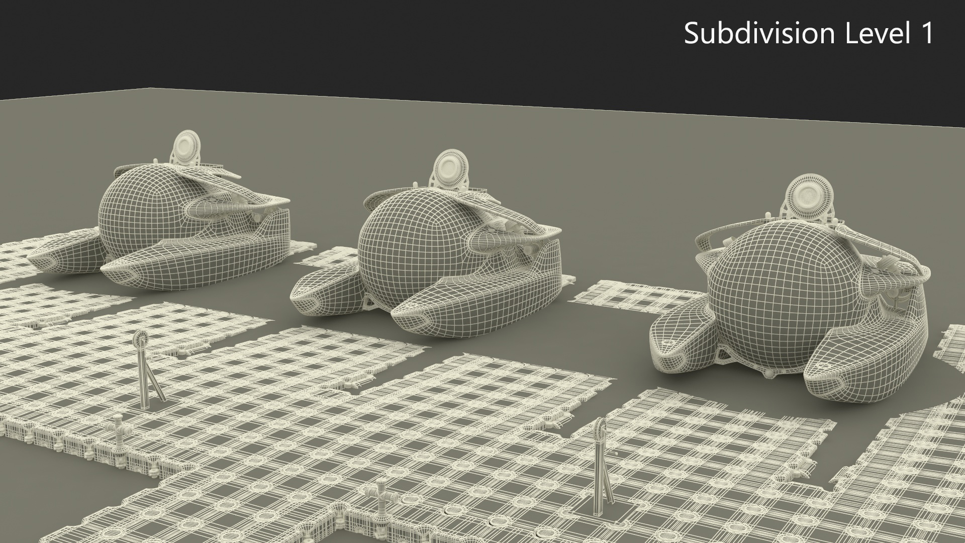 3D model Luxurious Personal Submarine Floating Pontoon Modular Rigged