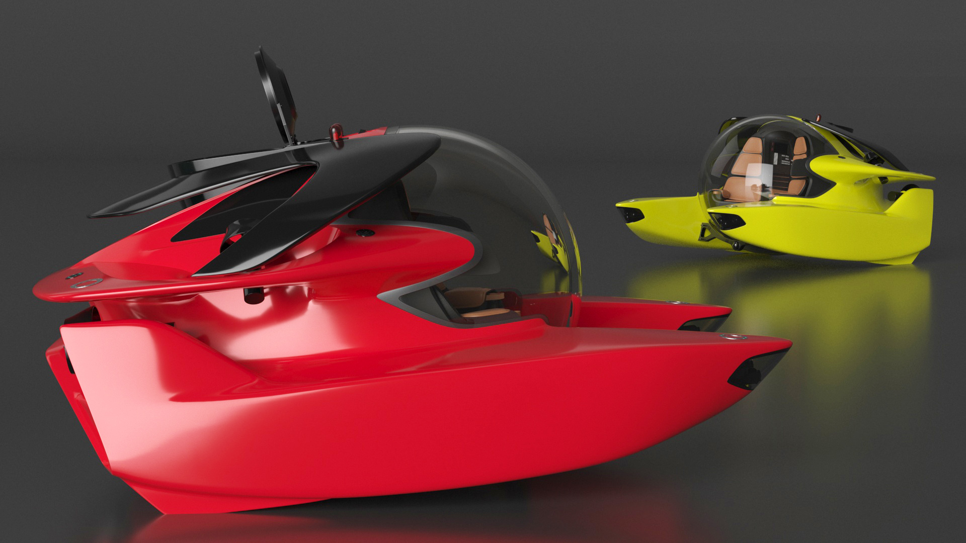 3D model Luxurious Personal Submarine Floating Pontoon Modular Rigged