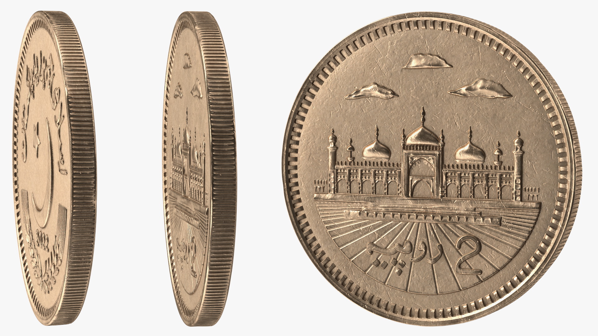 2 Pakistan Rupees Bronze 3D model