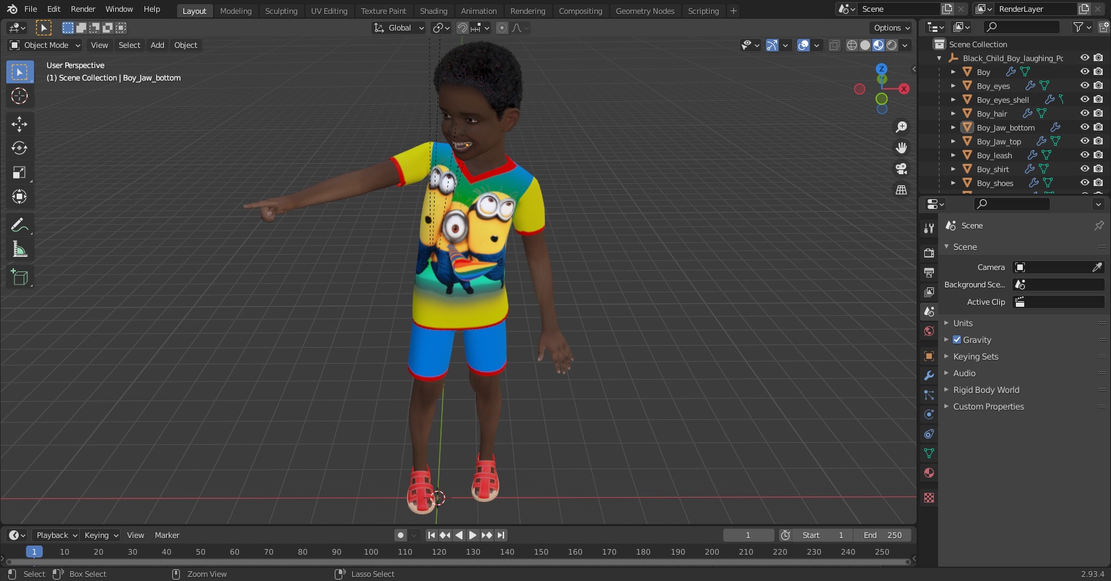 Black Child Boy laughing Pose 3D model