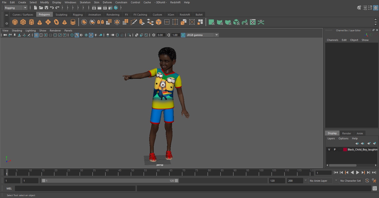 Black Child Boy laughing Pose 3D model
