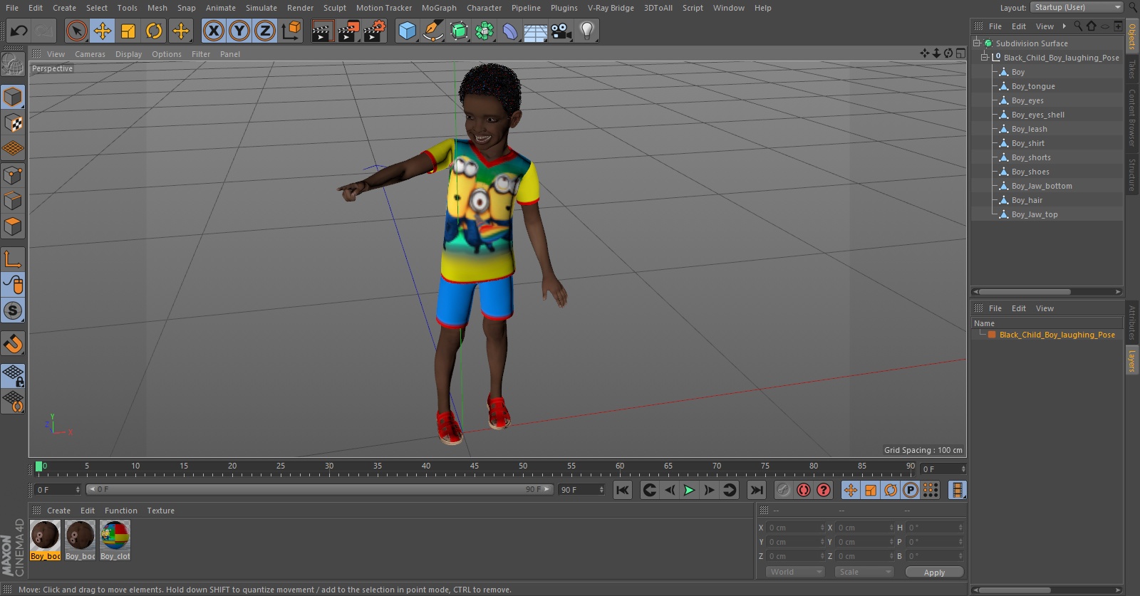 Black Child Boy laughing Pose 3D model