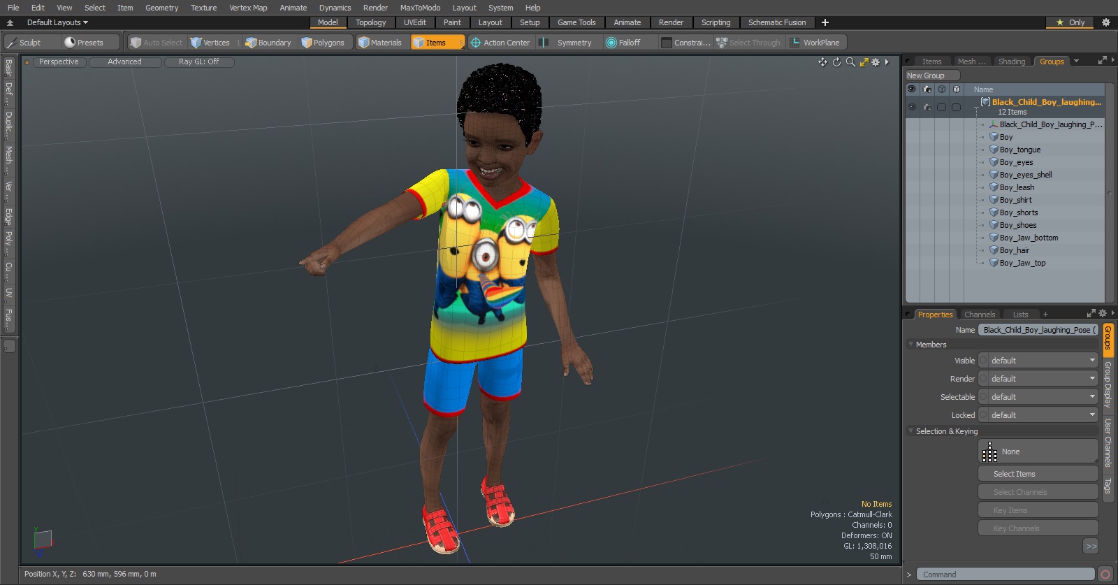 Black Child Boy laughing Pose 3D model