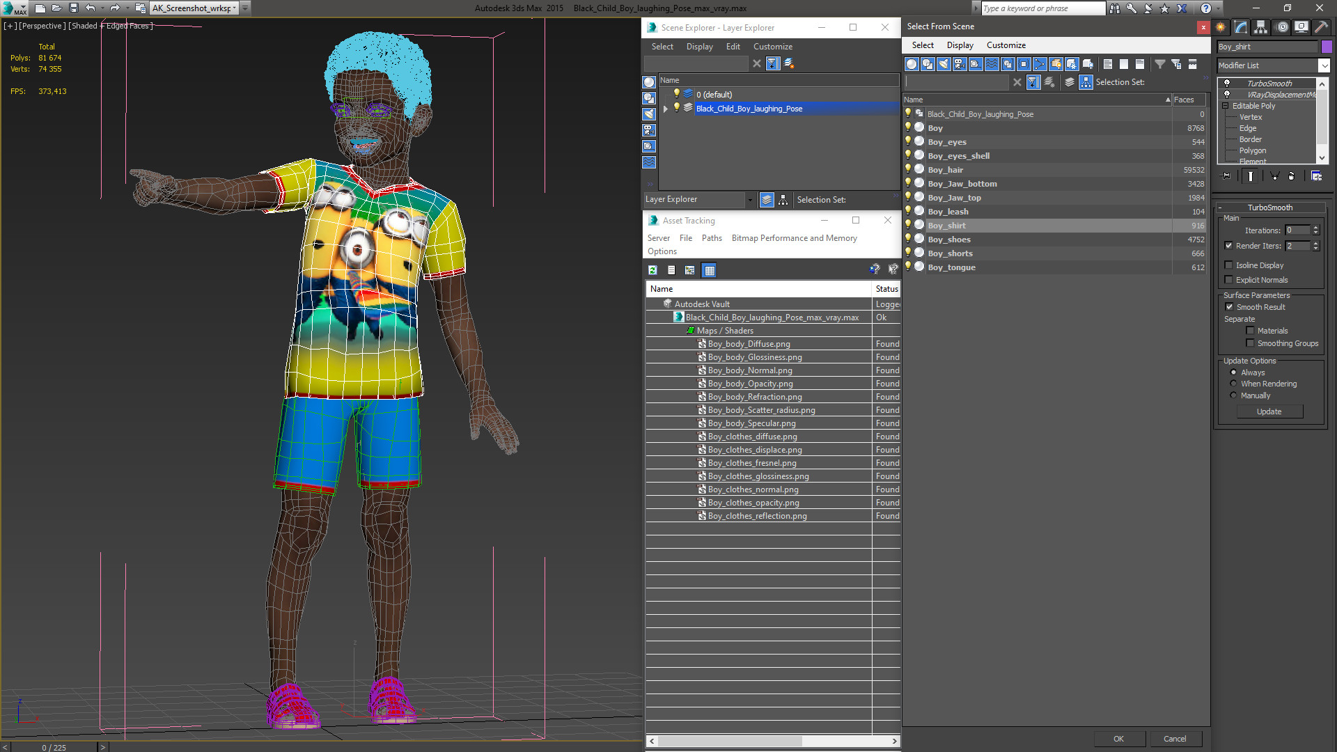 Black Child Boy laughing Pose 3D model