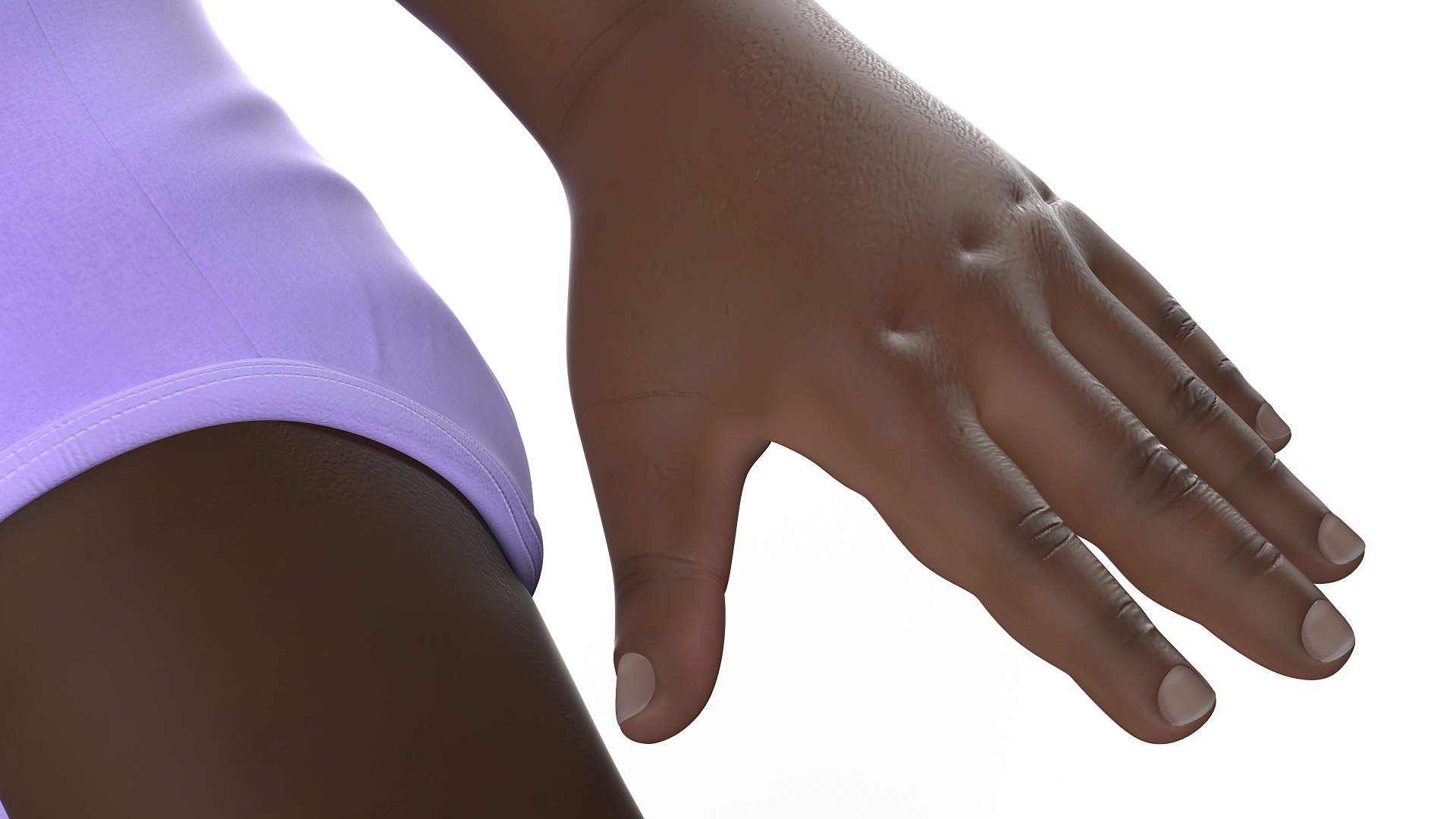 Baby Girl Dark Skin Wearing Bodysuit A-Pose Fur 3D