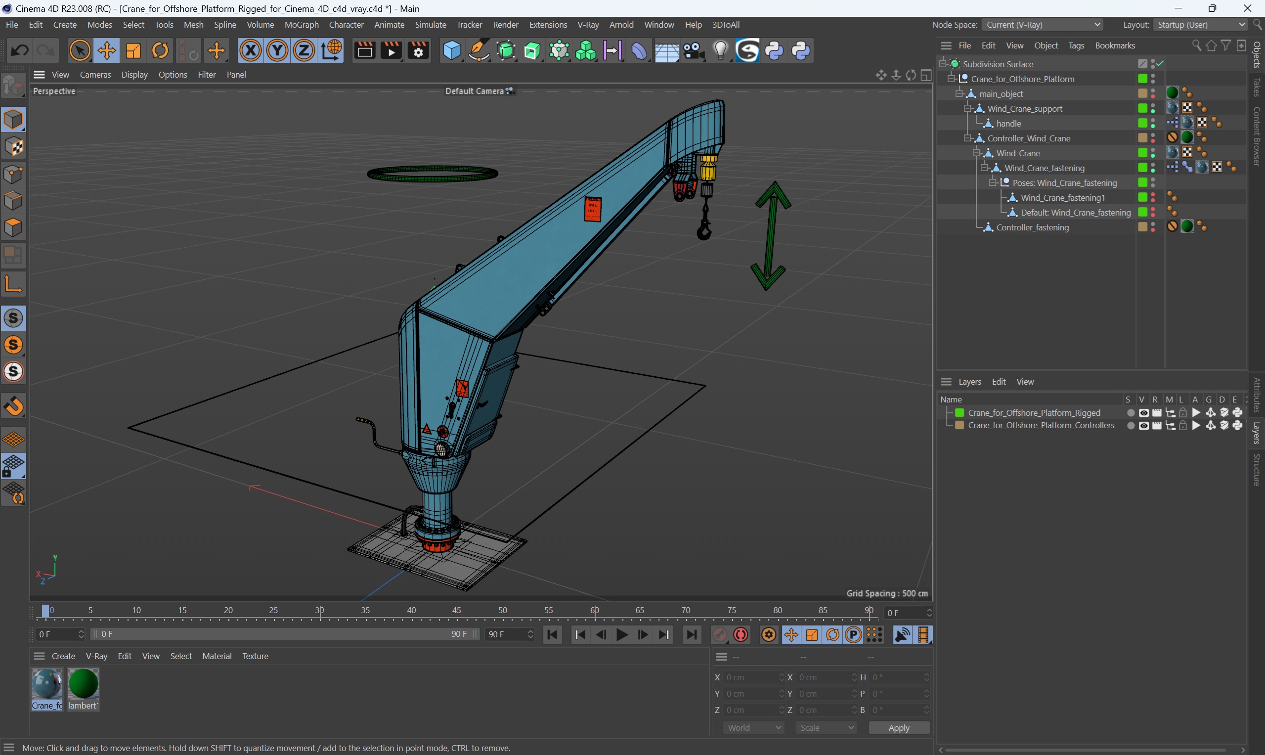 3D Crane for Offshore Platform Rigged for Cinema 4D model