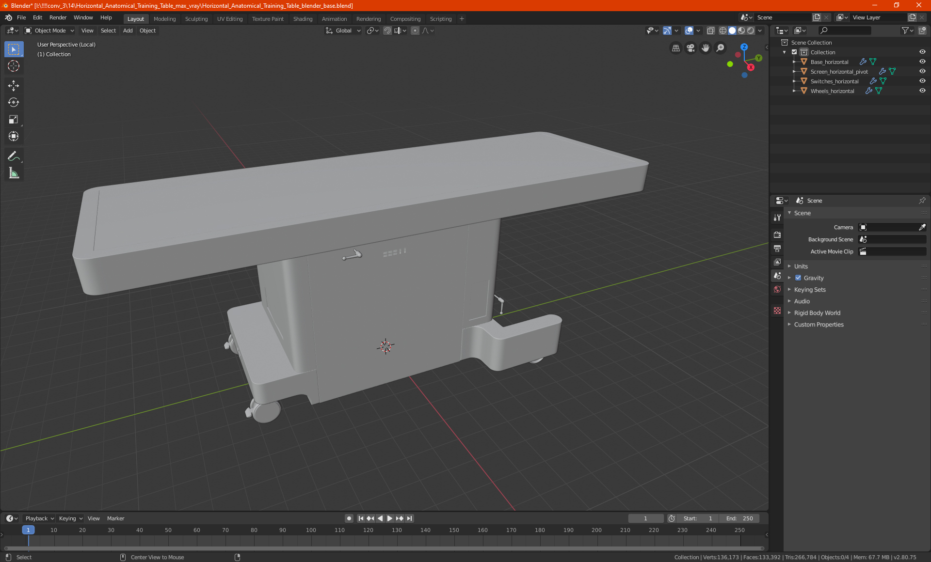 3D Horizontal Anatomical Training Table