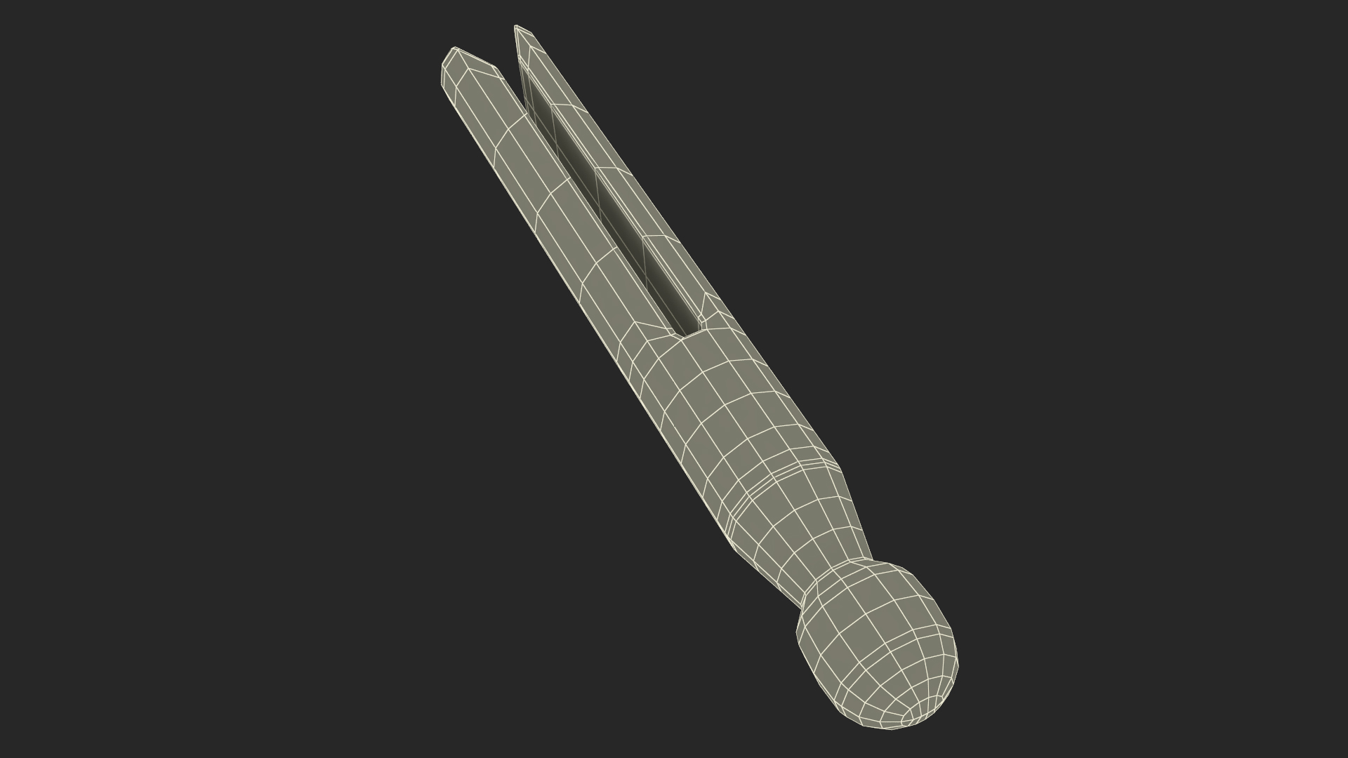 Vintage Inspired Round Clothespins Dark Wood 3D model