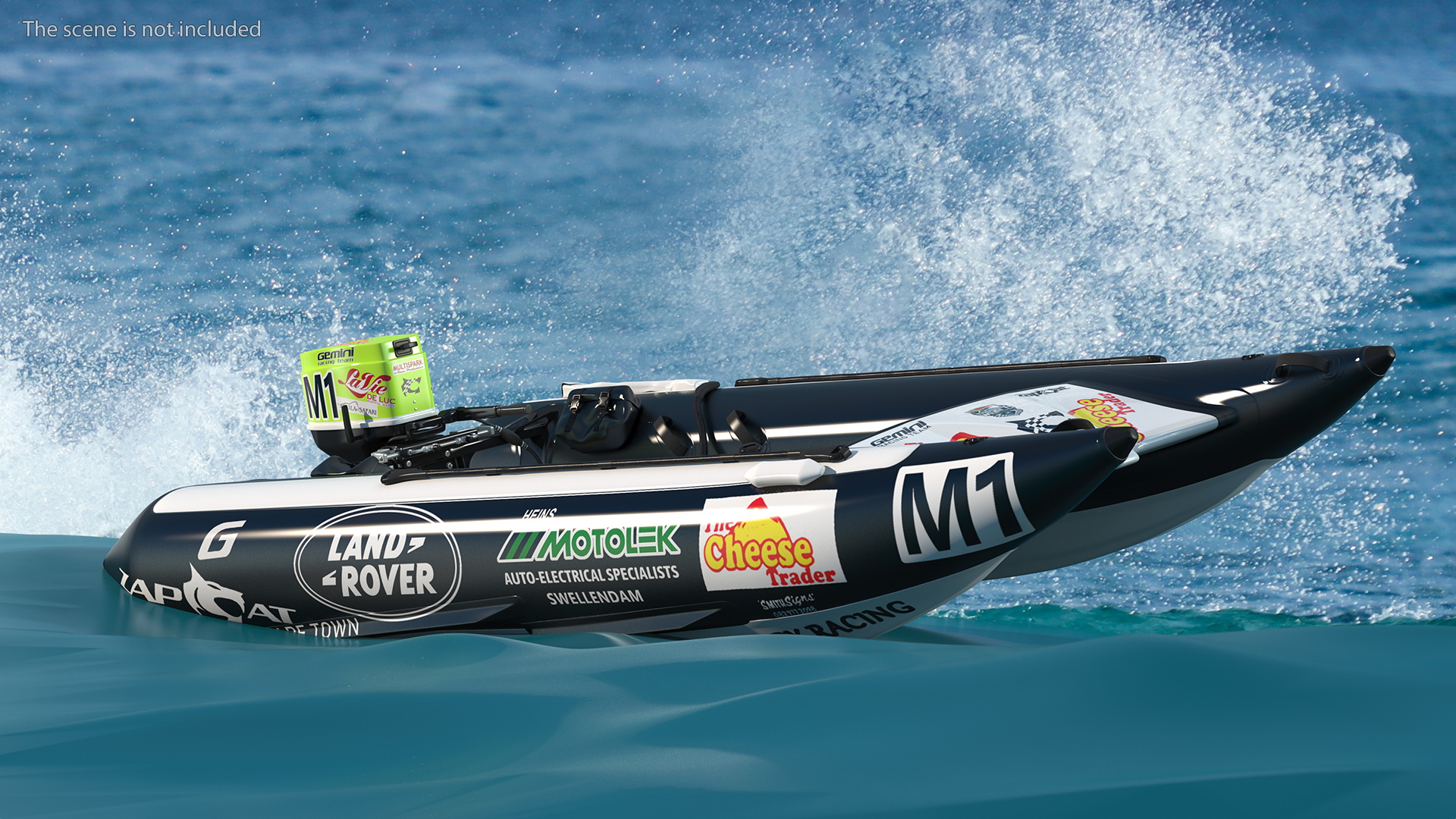 3D Racing Boat Gemini Zapcat F1 with Engine Black