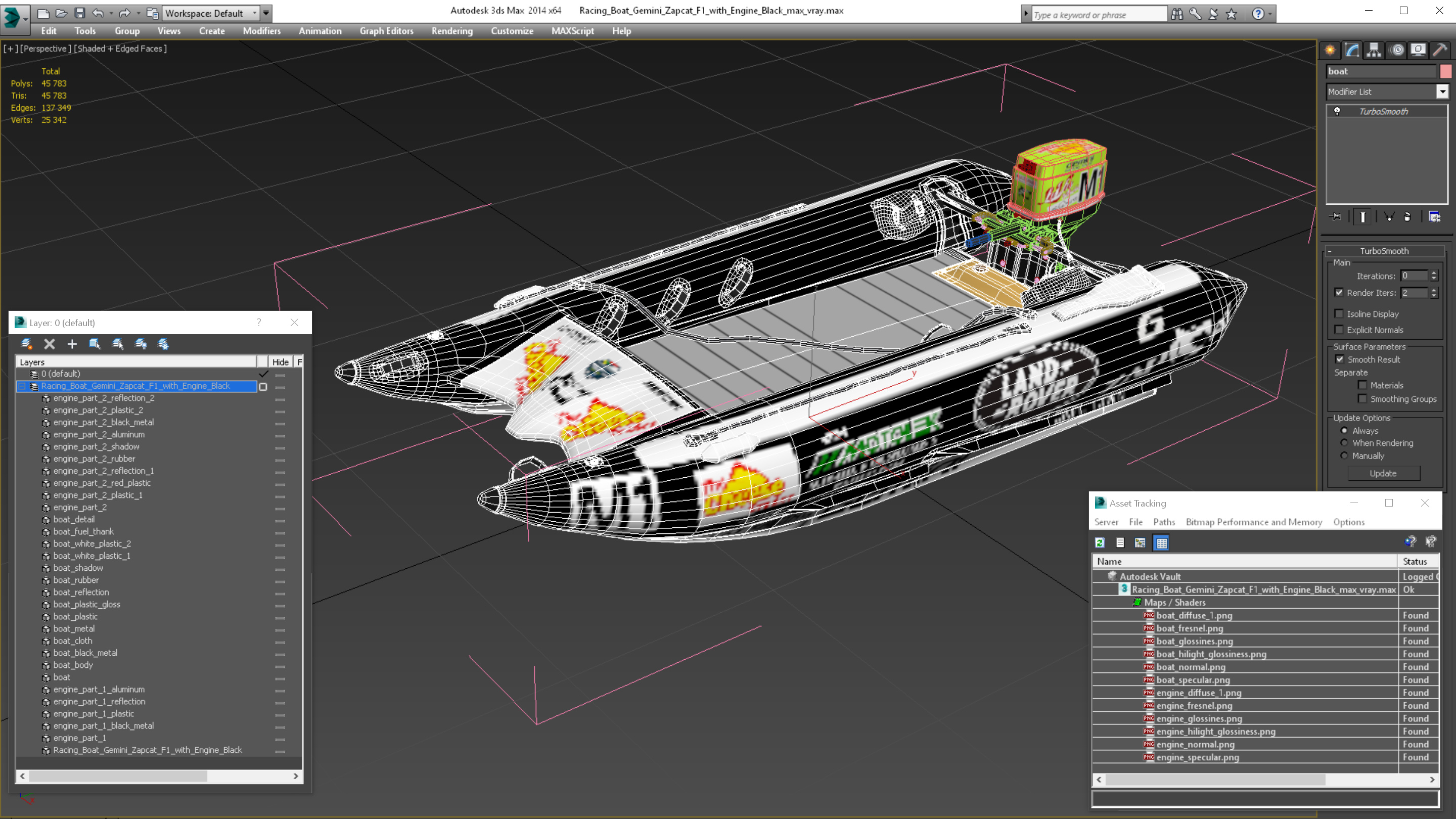 3D Racing Boat Gemini Zapcat F1 with Engine Black
