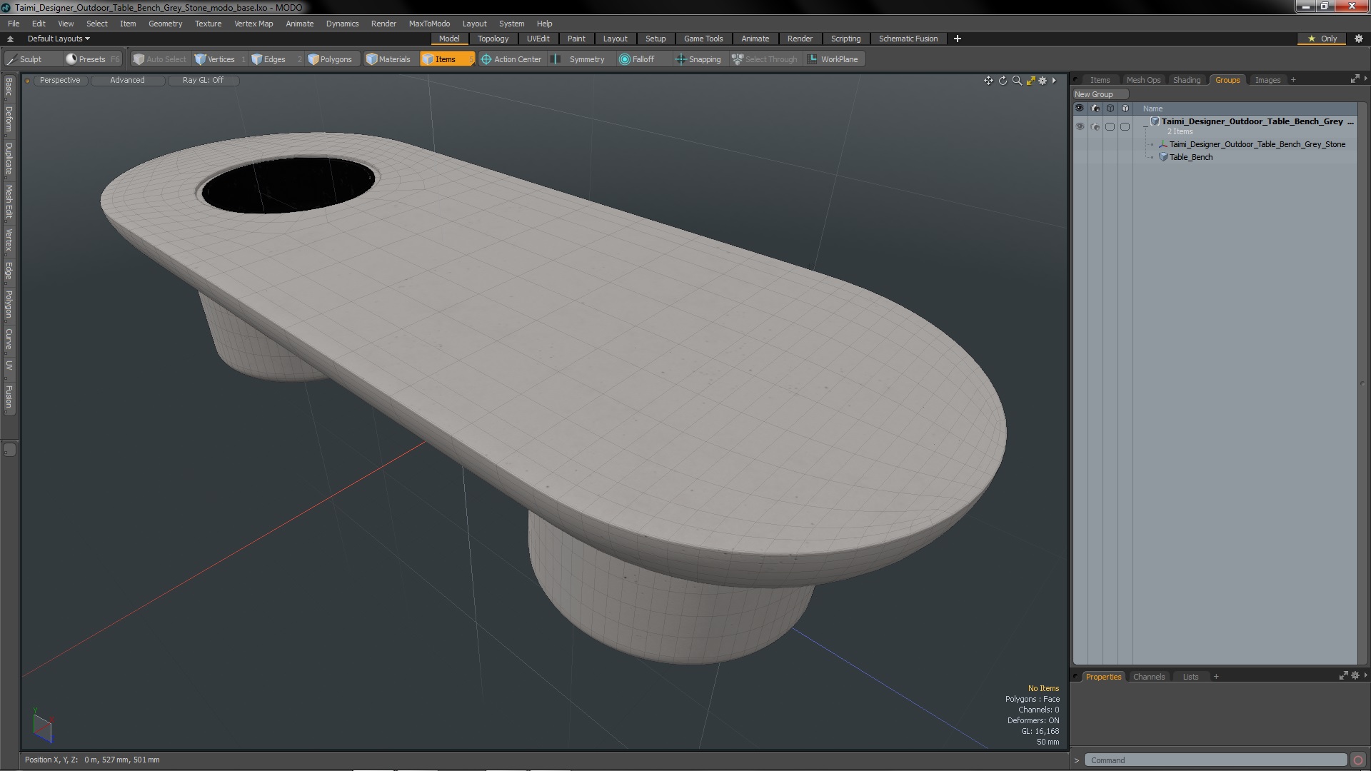 3D model Taimi Designer Outdoor Table Bench Grey Stone
