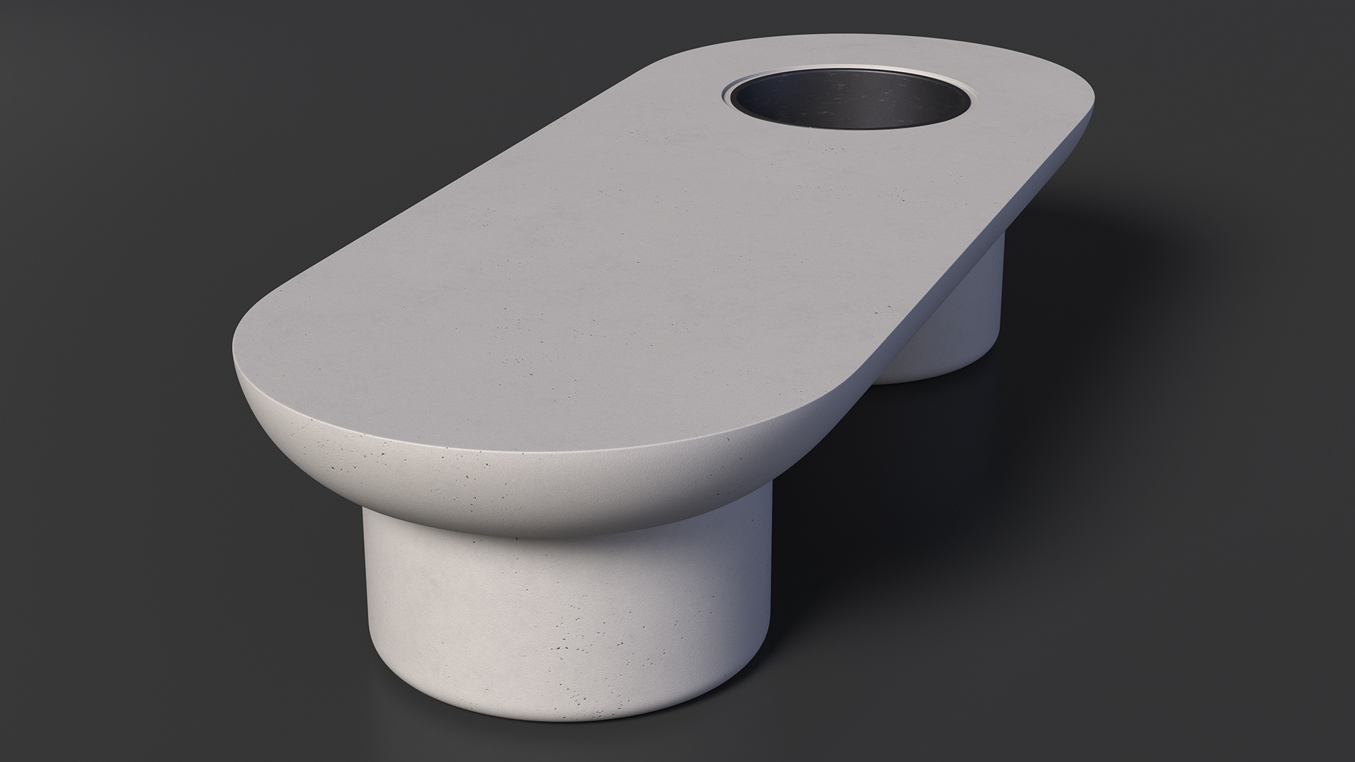3D model Taimi Designer Outdoor Table Bench Grey Stone