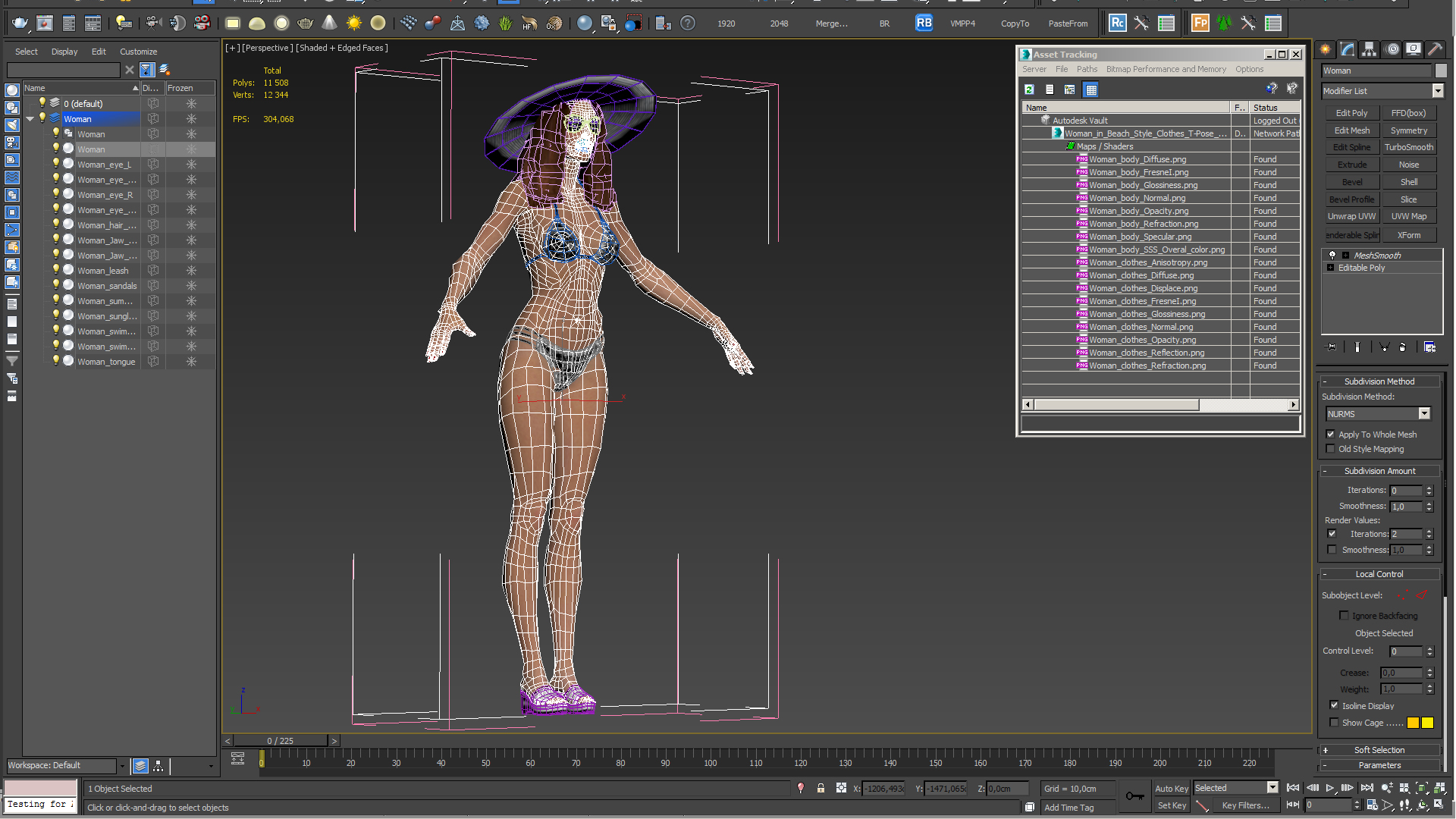 3D model Woman in Beach Style Clothes T-Pose