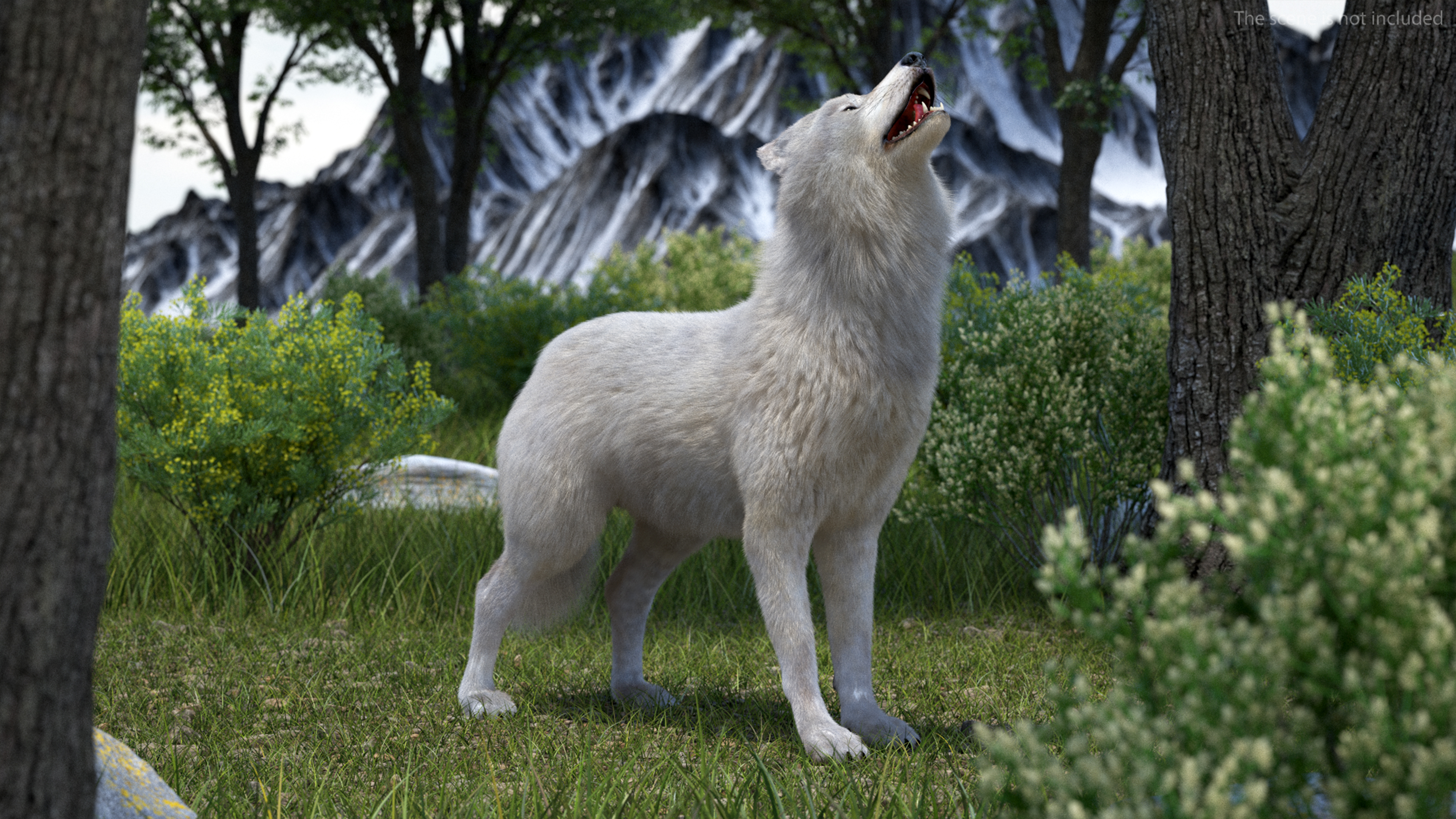 Arctic Wolf Fur Rigged 3D