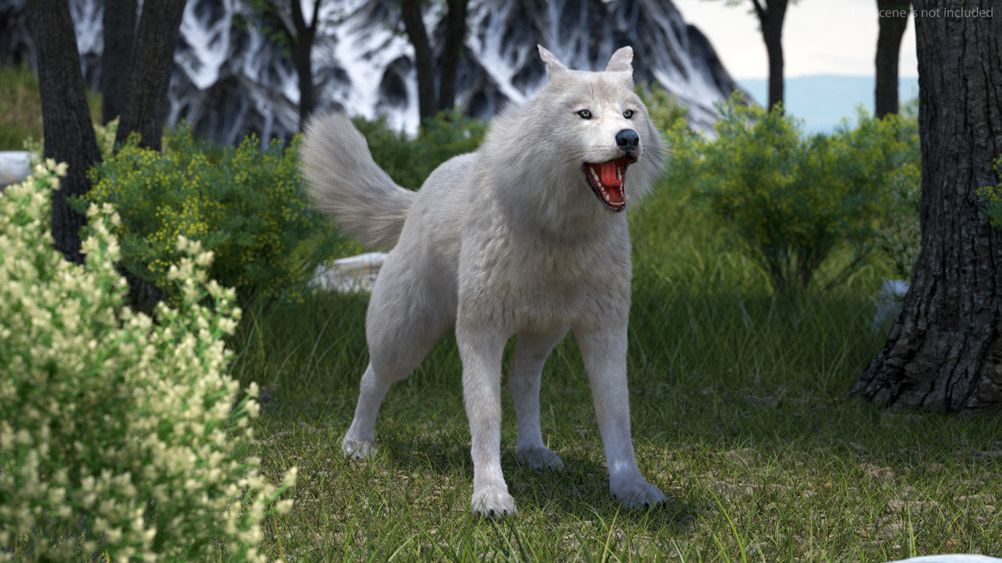Arctic Wolf Fur Rigged 3D