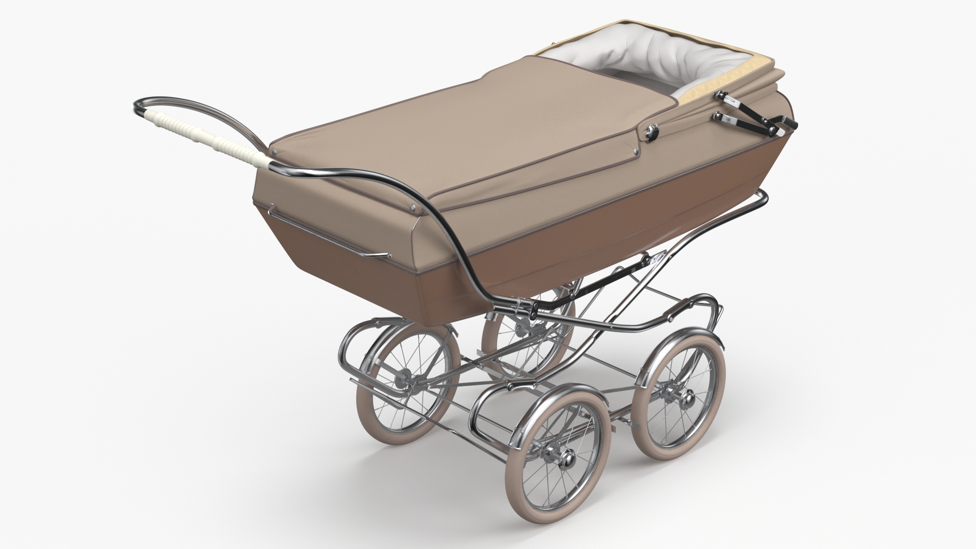 Antique Child Sleeping Pram Open Canopy 3D model