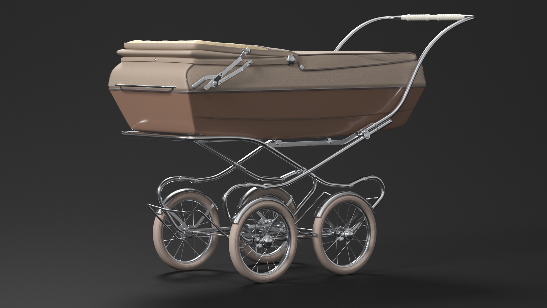 Antique Child Sleeping Pram Open Canopy 3D model