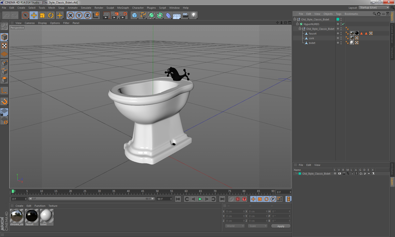 3D Old Style Classic Bidet model