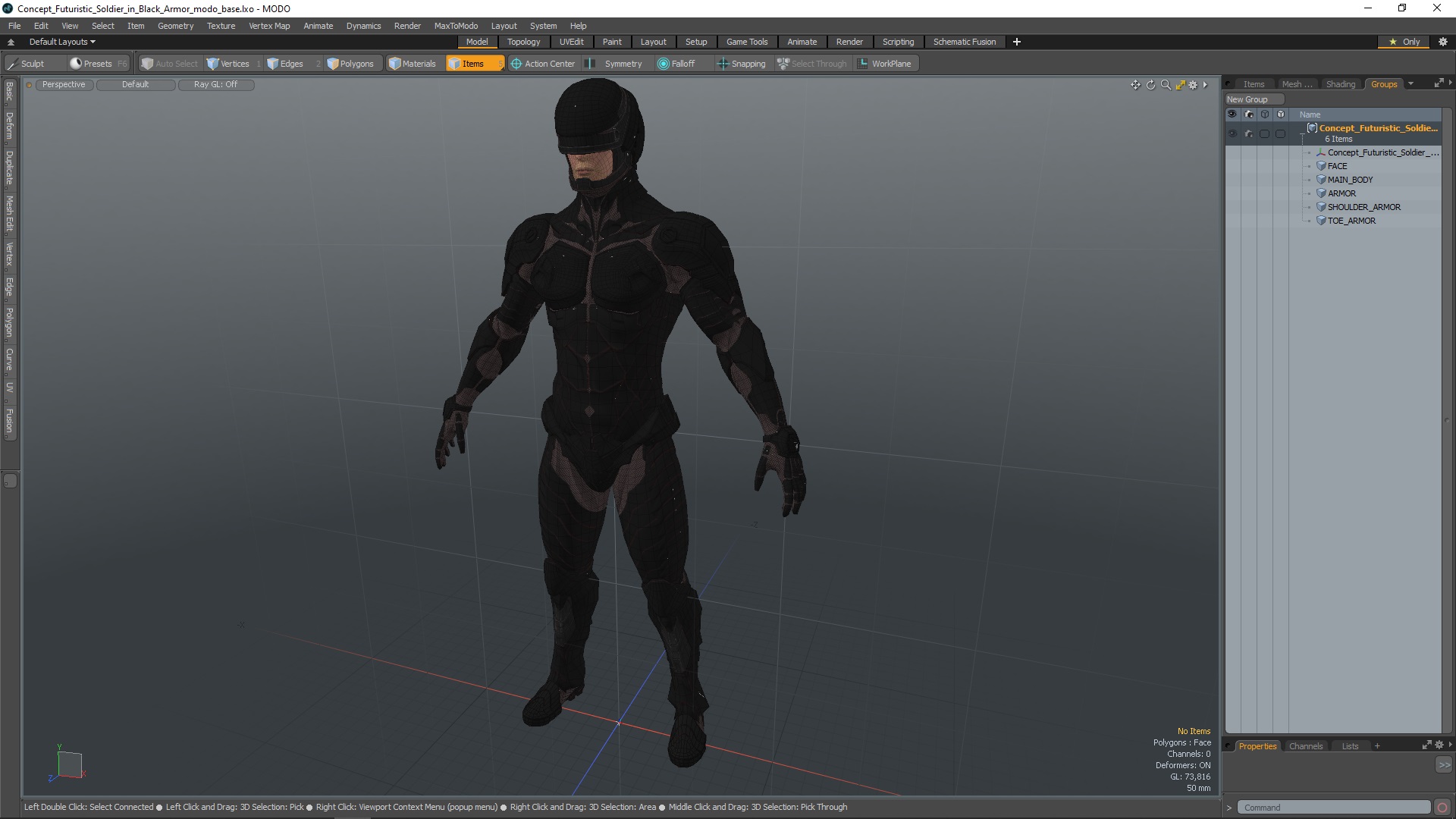 3D Concept Futuristic Soldier in Black Armor