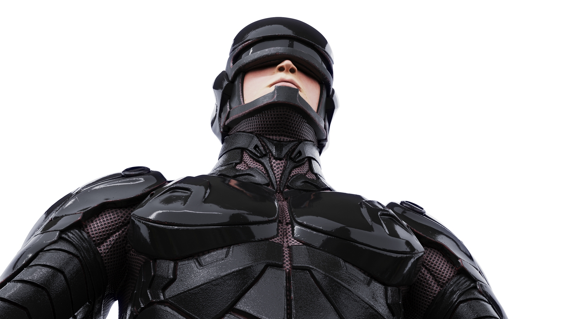 3D Concept Futuristic Soldier in Black Armor