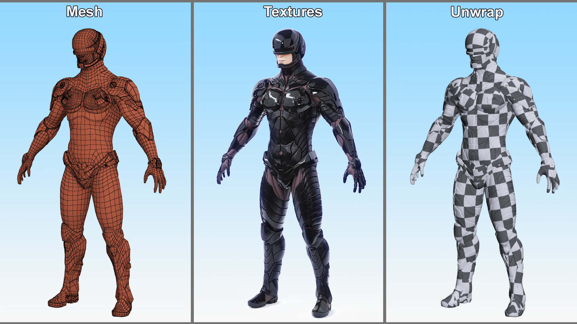 3D Concept Futuristic Soldier in Black Armor