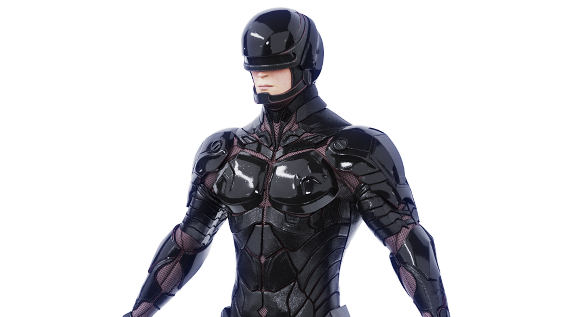 3D Concept Futuristic Soldier in Black Armor