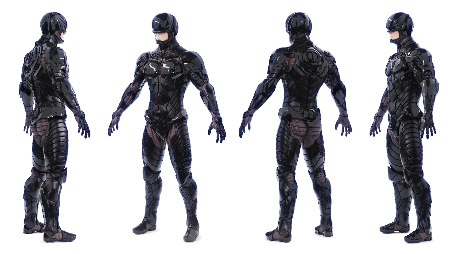 3D Concept Futuristic Soldier in Black Armor