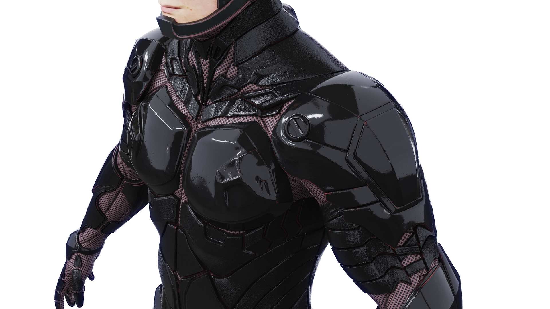 3D Concept Futuristic Soldier in Black Armor