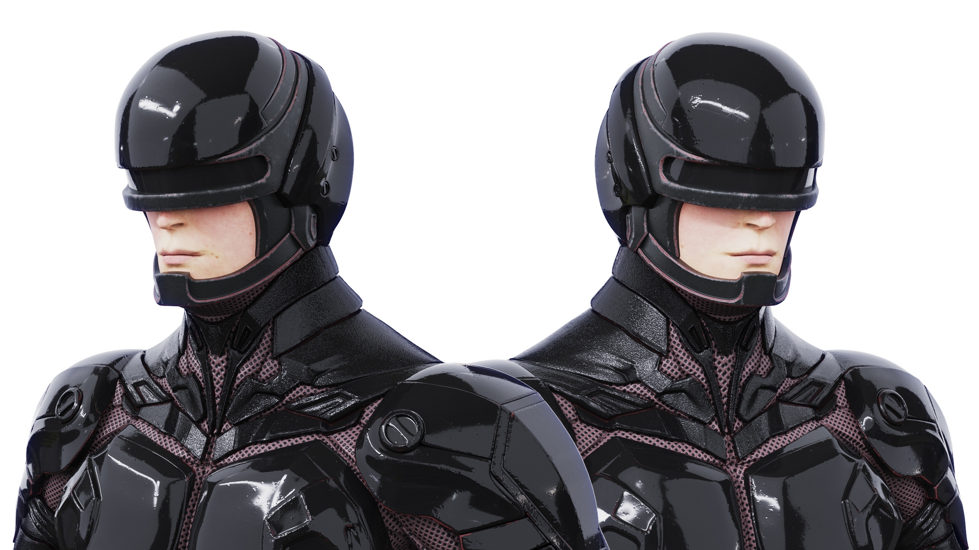 3D Concept Futuristic Soldier in Black Armor