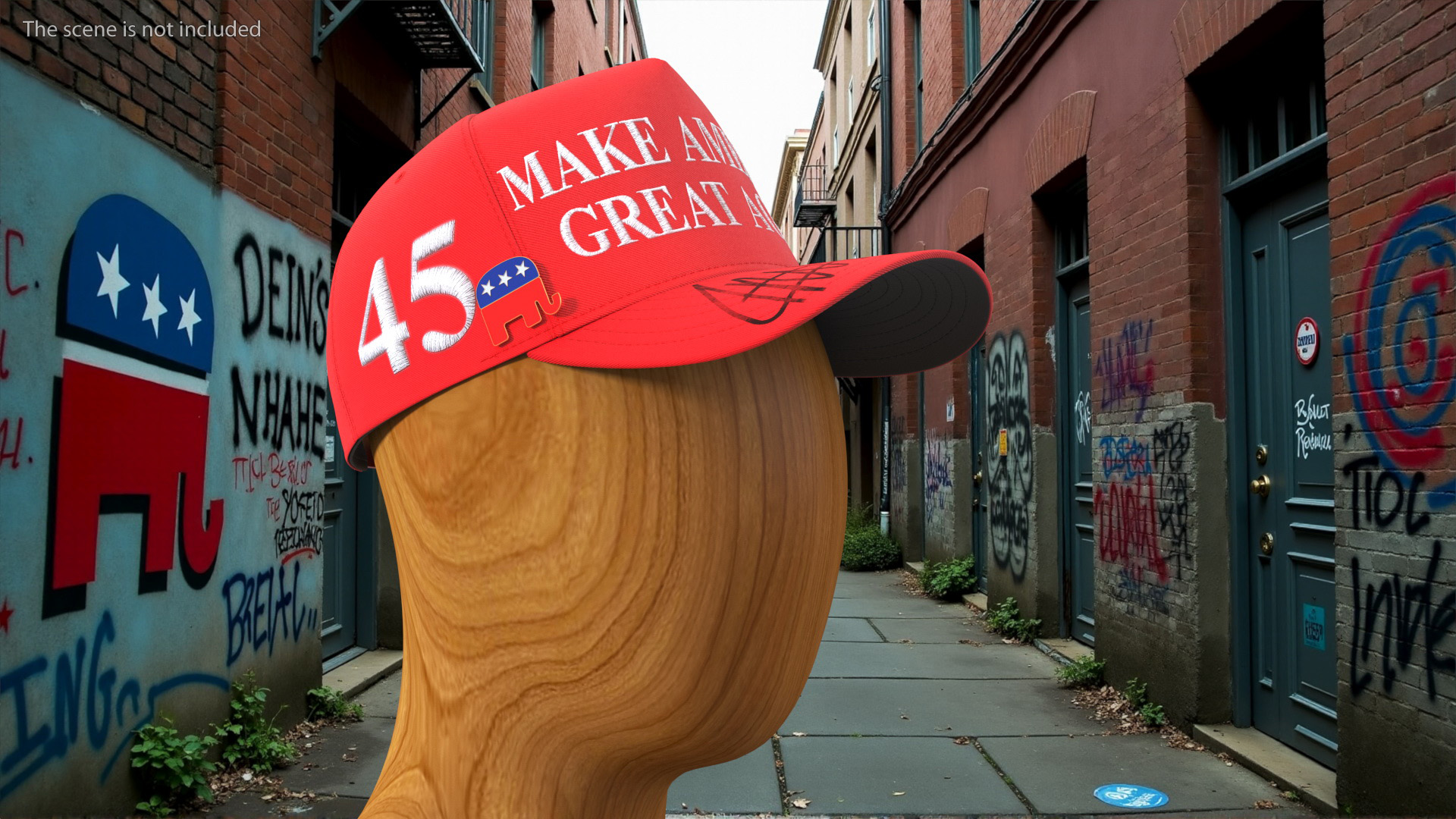 Republican Party Elephant Icon on Trump Baseball Cap 3D