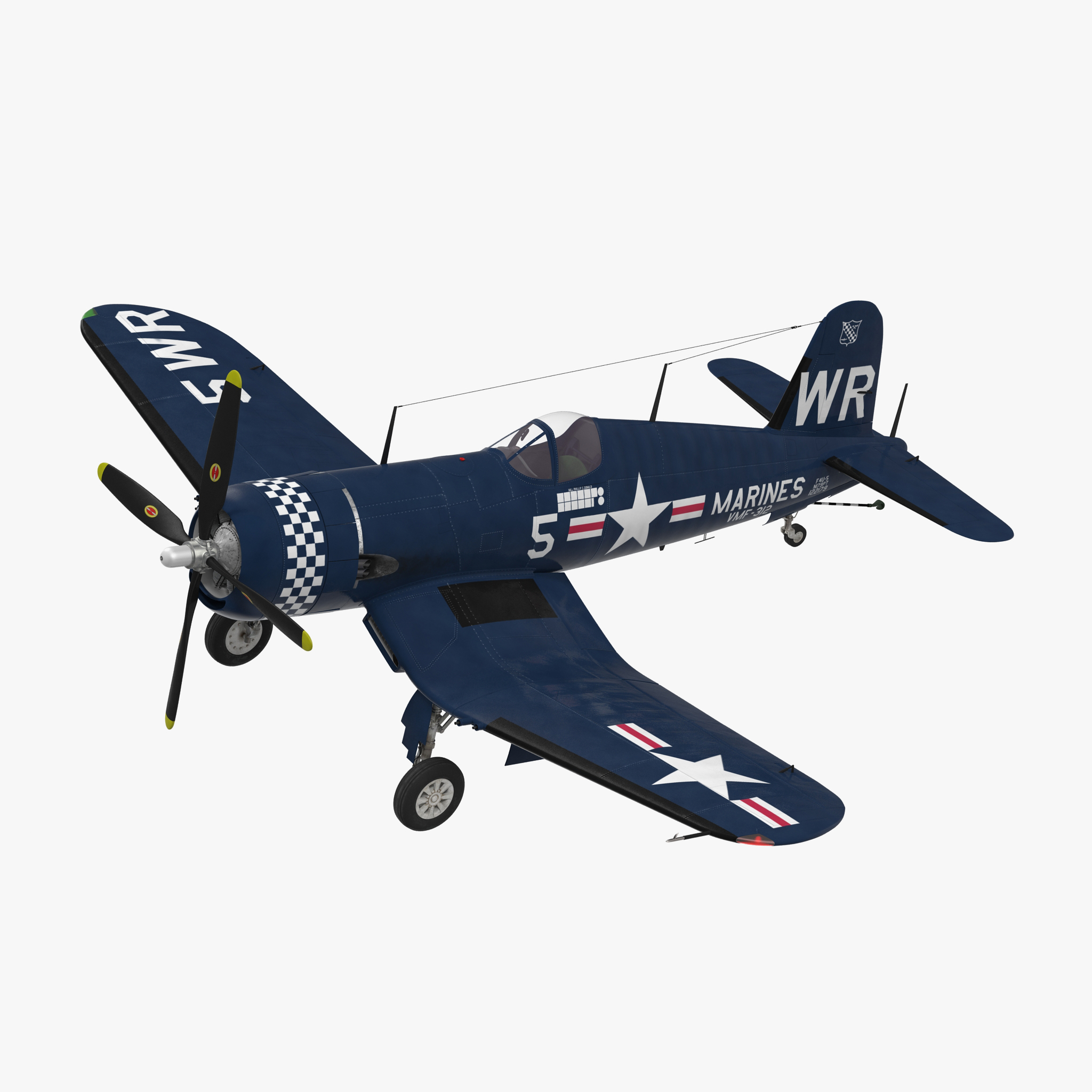 Fighter F4U Corsair US Marine Corps 3D Model, view 5
