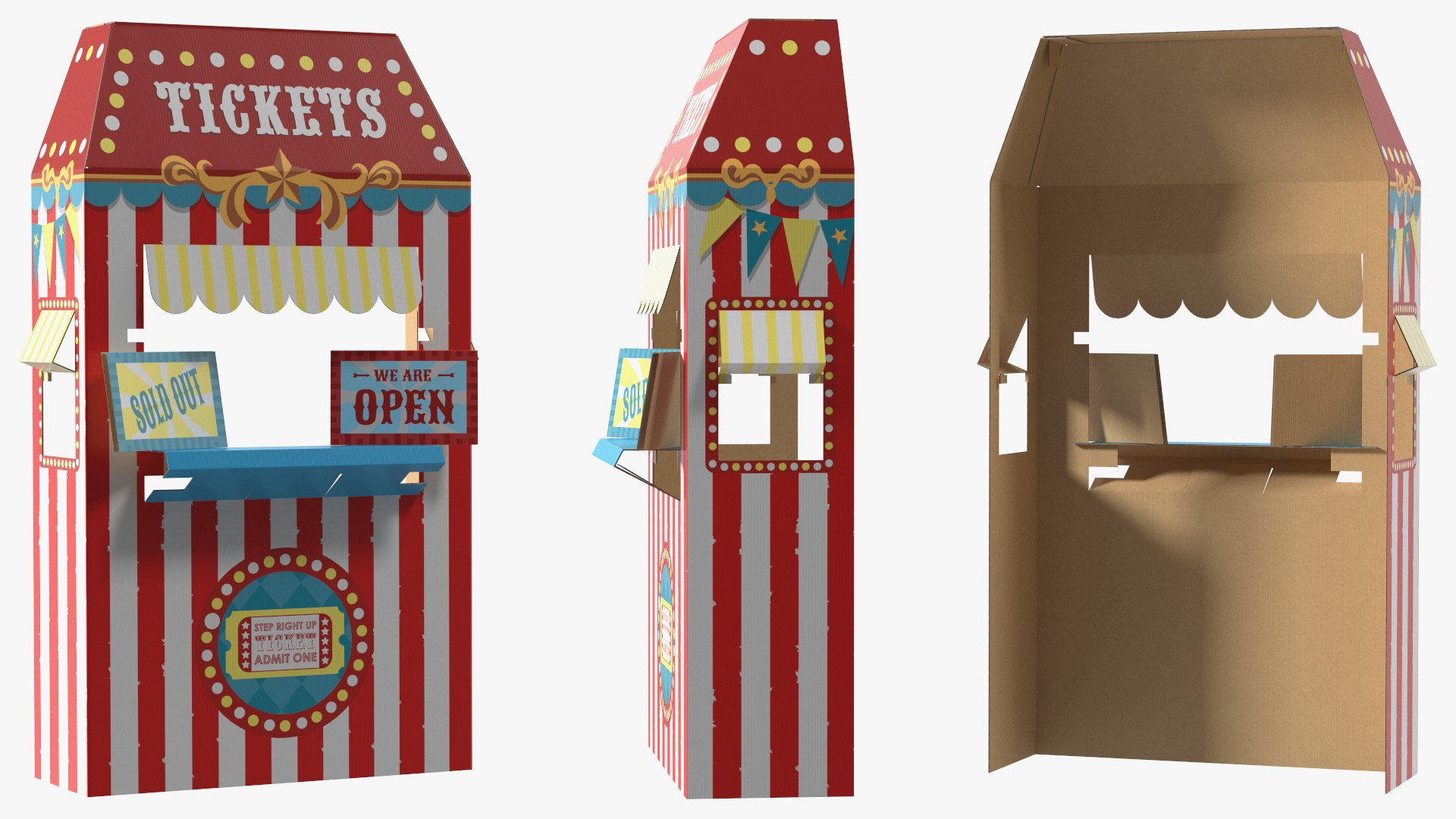 3D Outdoor Carnival Scene with Rides and Circus Tent with Fur model