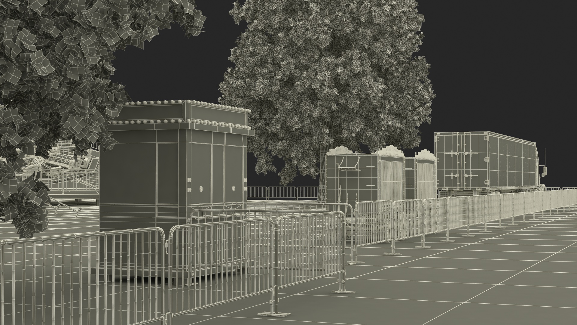 3D Outdoor Carnival Scene with Rides and Circus Tent with Fur model