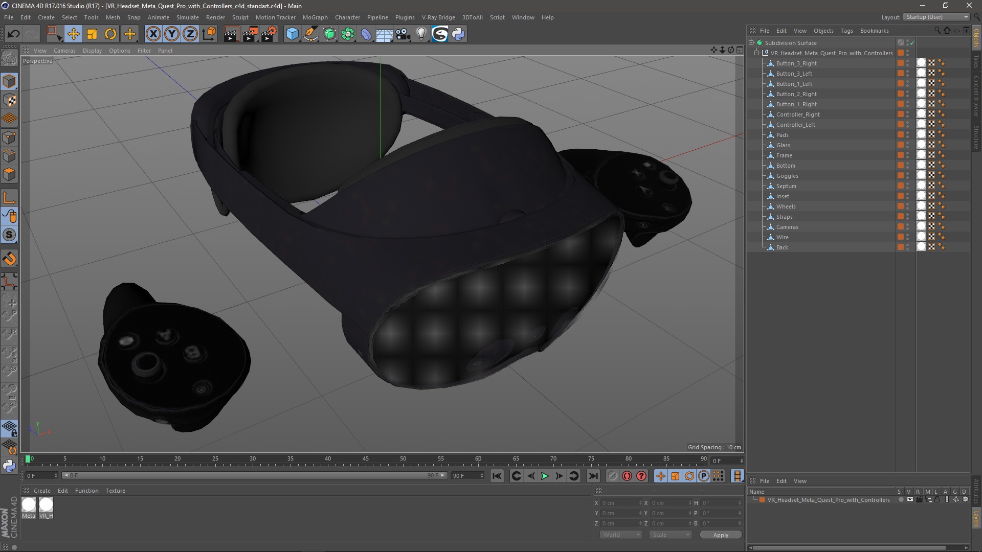 VR Headset Meta Quest Pro with Controllers 3D