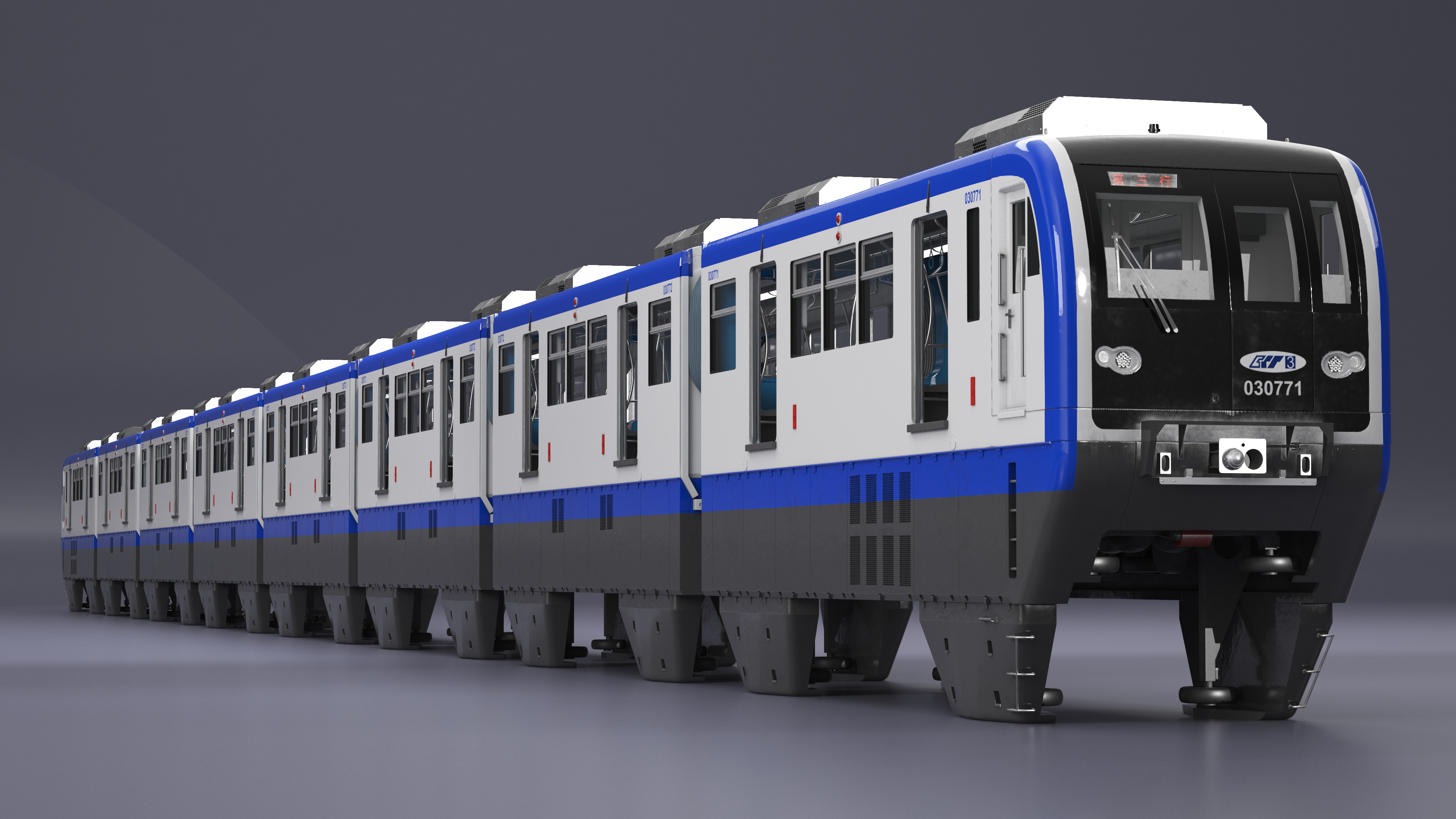 3D model Chongqing Monorail Train Rigged for Cinema 4D