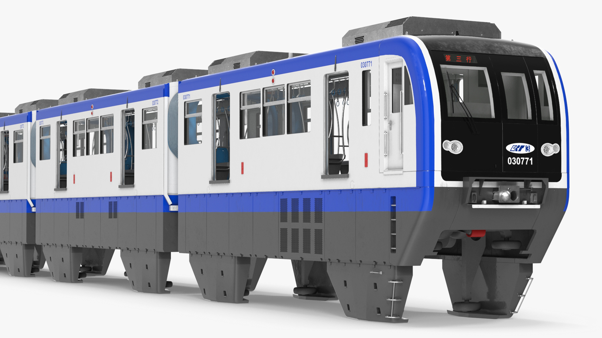 3D model Chongqing Monorail Train Rigged for Cinema 4D