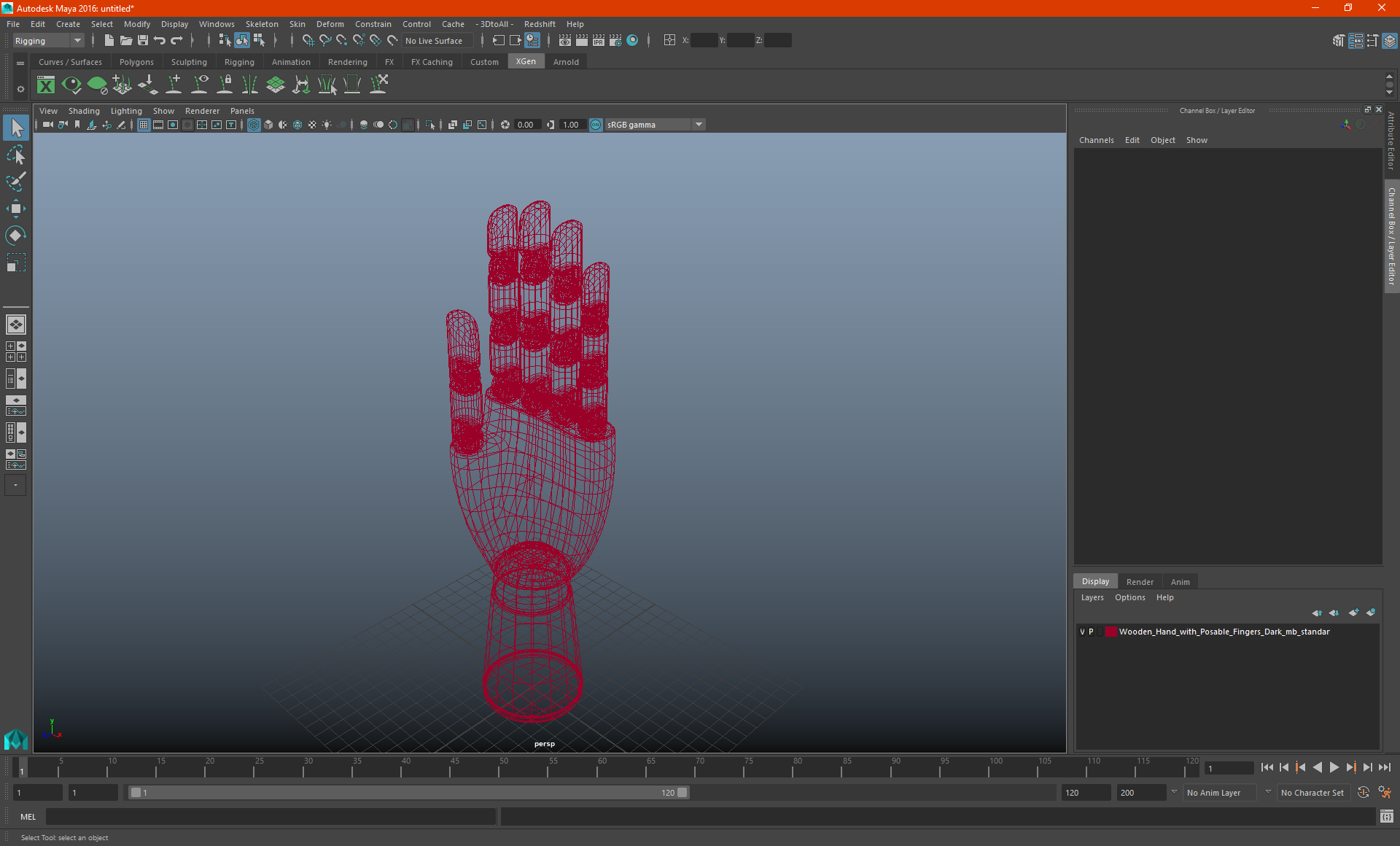 Wooden Hand with Posable Fingers Dark 3D