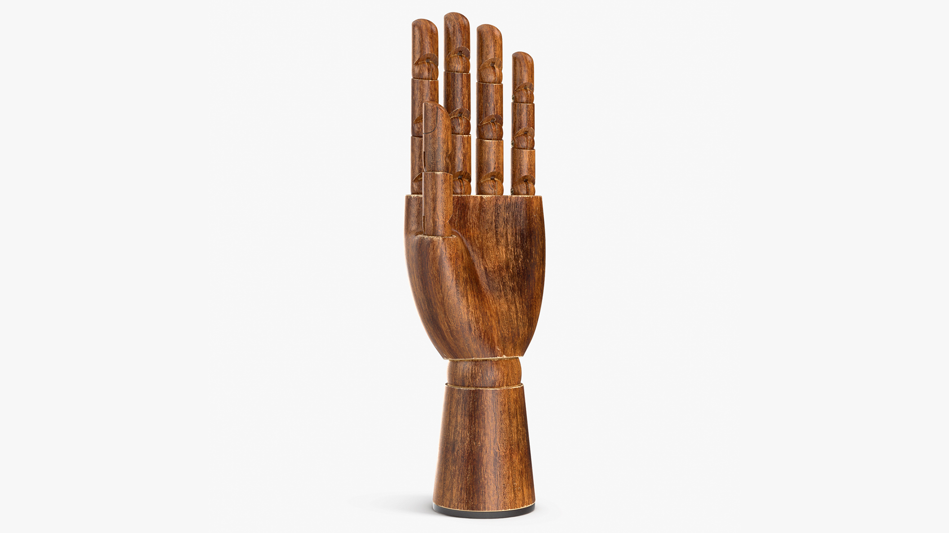 Wooden Hand with Posable Fingers Dark 3D