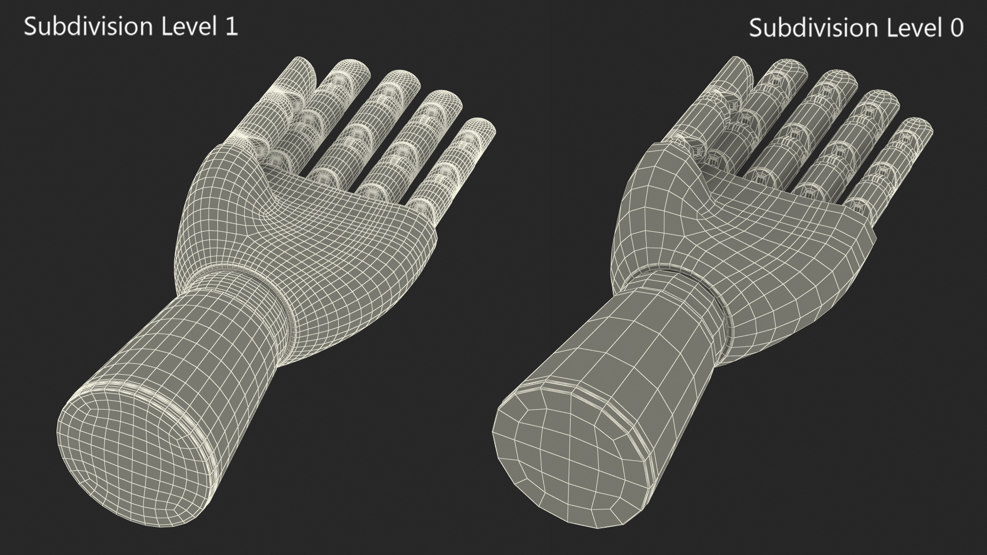 Wooden Hand with Posable Fingers Dark 3D