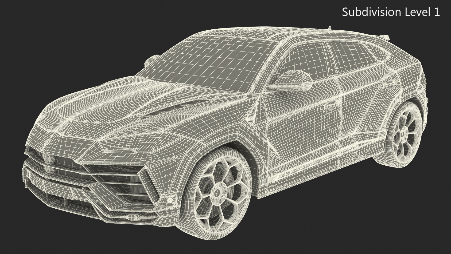 Super Luxury SUV Lamborghini Urus Performante Lights ON Rigged 3D