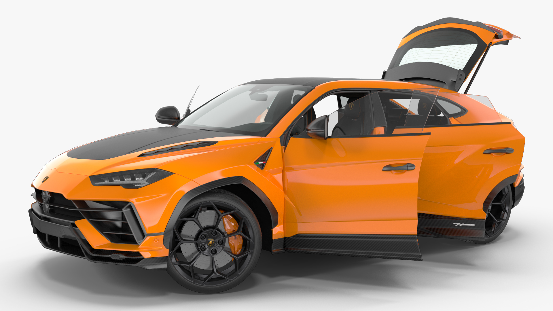 Super Luxury SUV Lamborghini Urus Performante Lights ON Rigged 3D